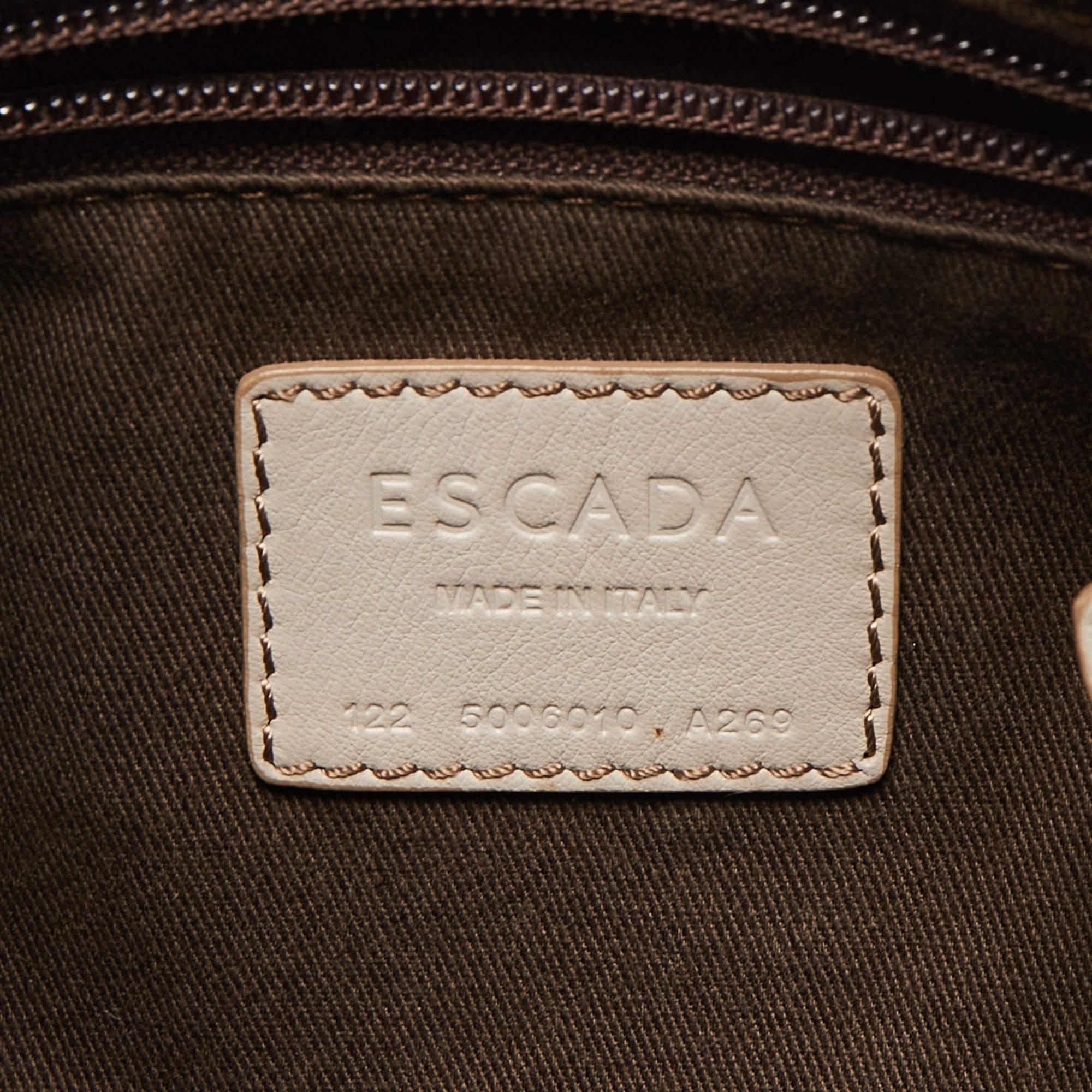 Escada Grey/Multicolor Printed Coated Canvas and Leather Bowler Bag 4
