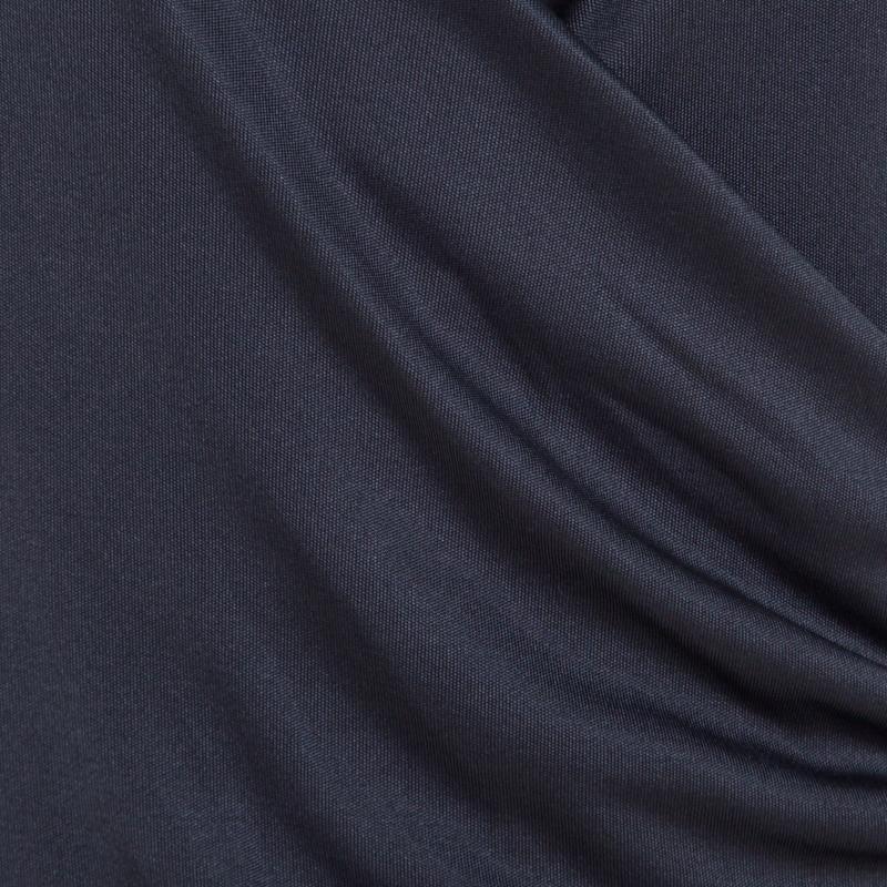 Escada Grey Silk Knit Ruched Crossover Front Long Sleeve Top L In Excellent Condition In Dubai, Al Qouz 2