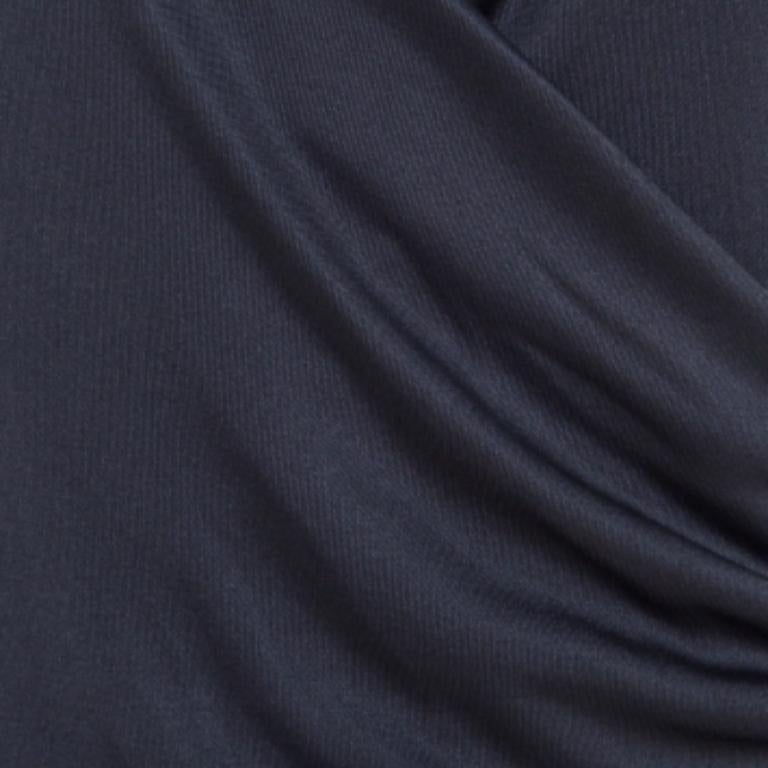 Women's Escada Grey Silk Knit Ruched Crossover Front Long Sleeve Top M