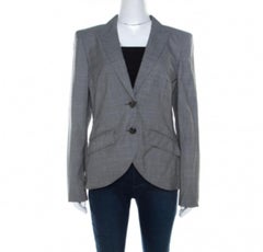 Escada Blazer doppio bottone grigio in misto lana con motivo pied-de-poule M. I.
