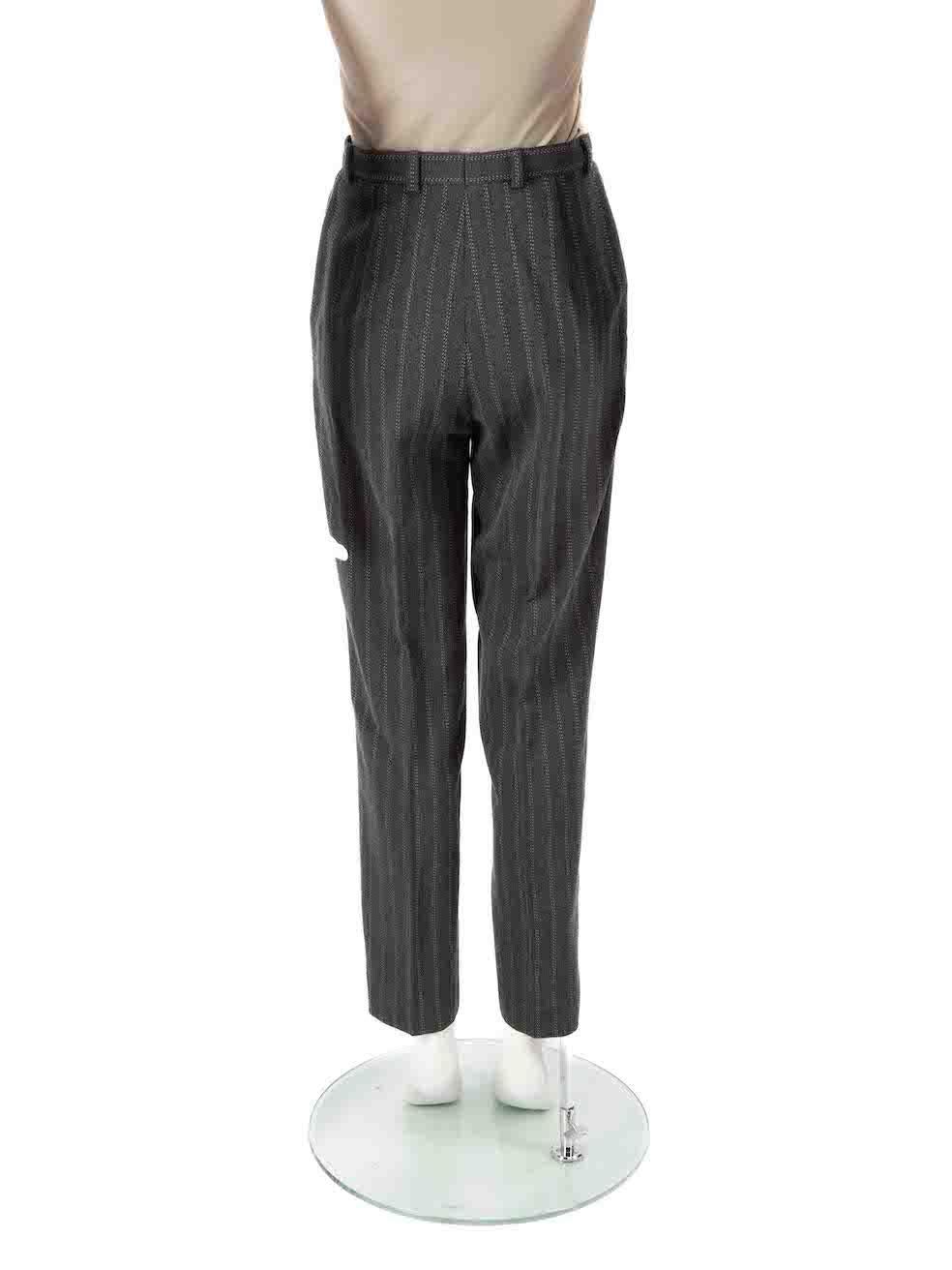 Escada Grey Wool High Waisted Striped Trousers Size XS In Good Condition For Sale In London, GB