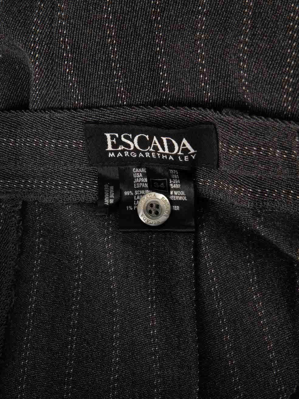 Women's Escada Grey Wool High Waisted Striped Trousers Size XS For Sale