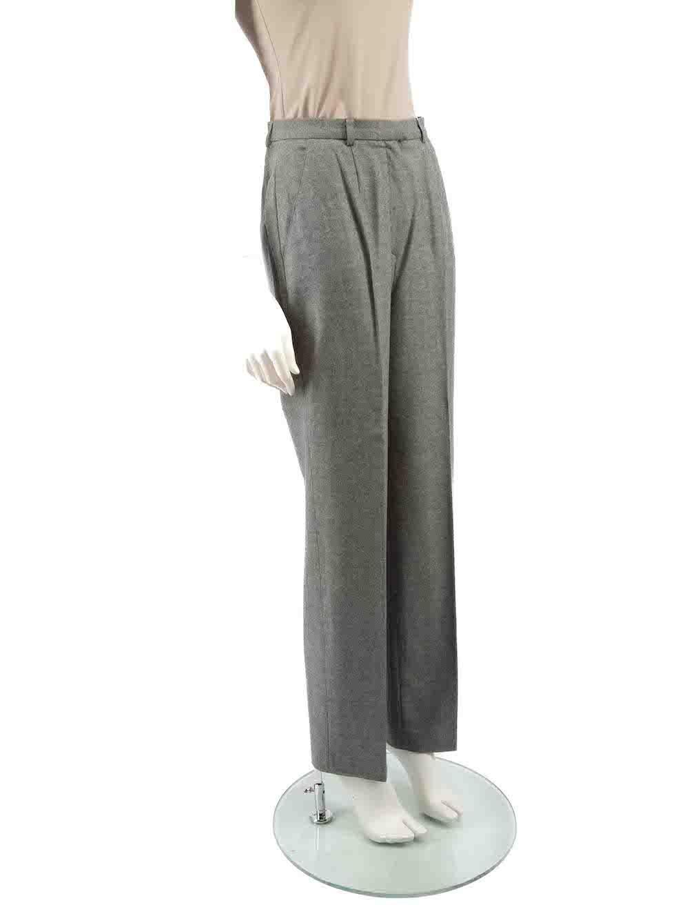 CONDITION is Very good. Hardly any visible wear to trousers is evident on this used Escada designer resale item.
 
 
 
 Details
 
 
 Grey
 
 Wool
 
 Trousers
 
 Straight leg
 
 2x Front pockets
 
 Fly zip, hook and button fastening
 
 
 
 
 
 Made