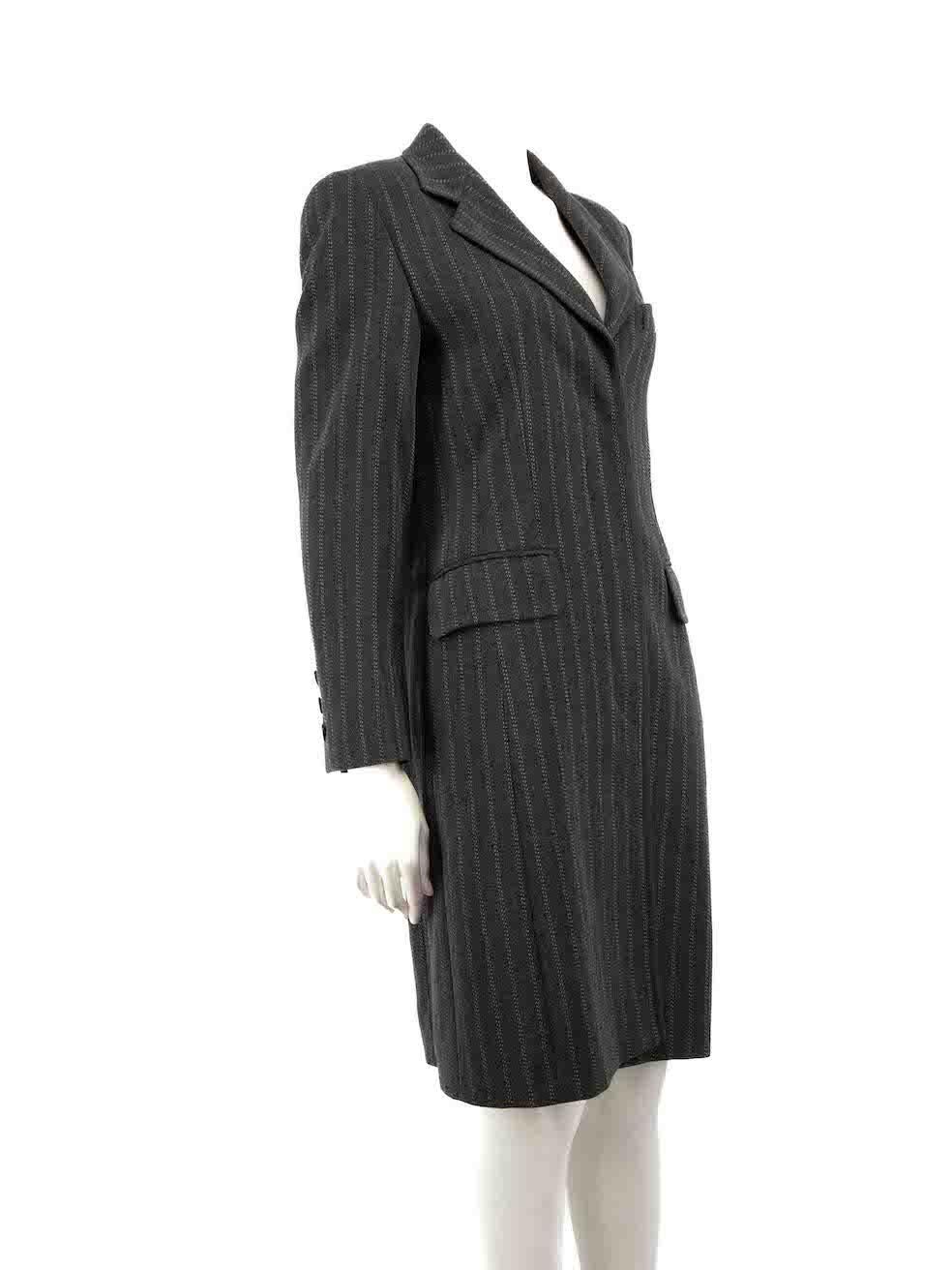 CONDITION is Very good. Minimal wear to jacket is evident. Minimal wear to lining at underarms where the seam has started to pull on this used Escada designer resale item.
 
 
 
 Details
 
 
 Grey
 
 Wool
 
 Coat
 
 Single breasted
 
 Striped