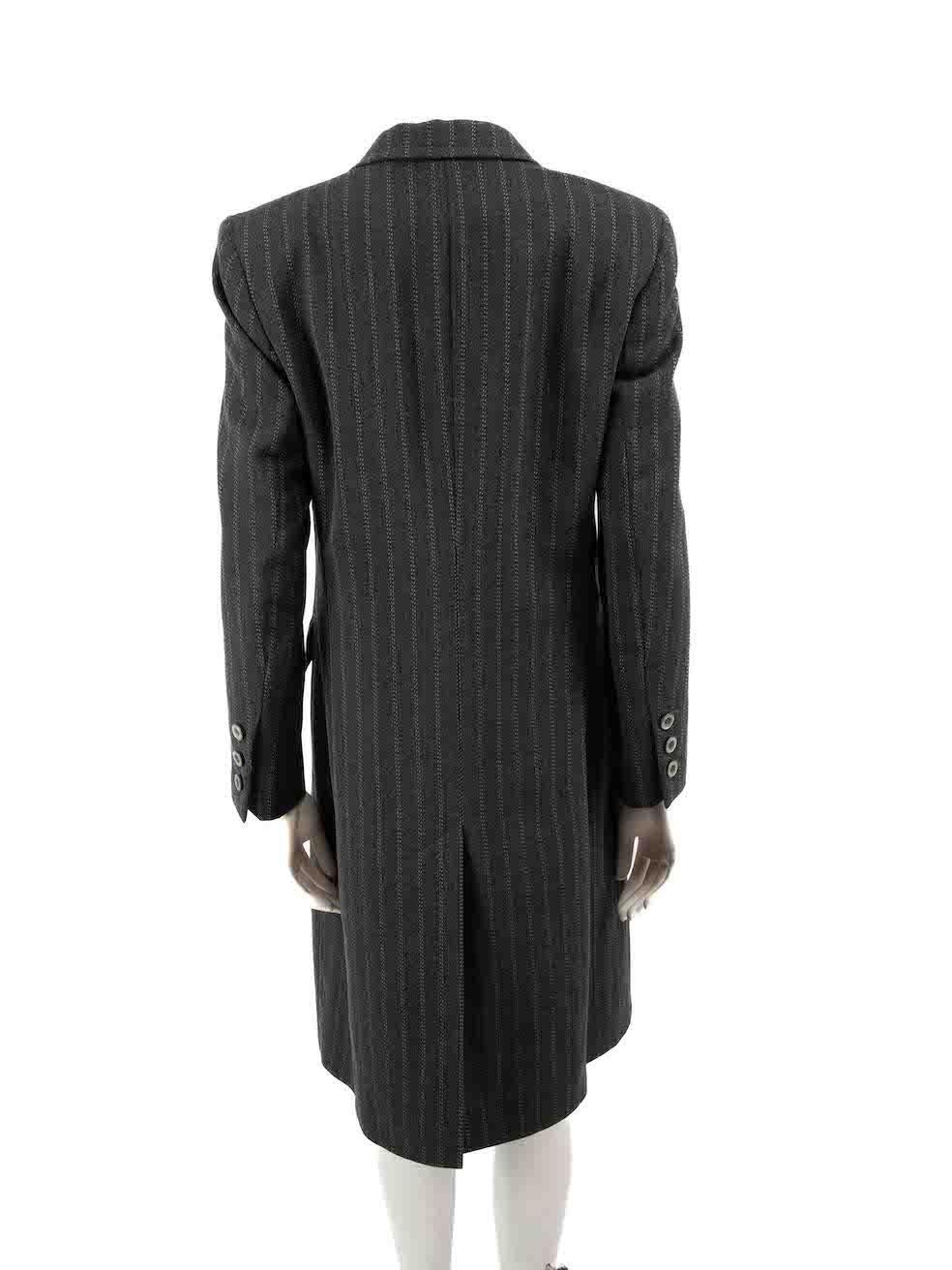 Escada Grey Wool Mid Length Stripe Coat Size S In Good Condition For Sale In London, GB