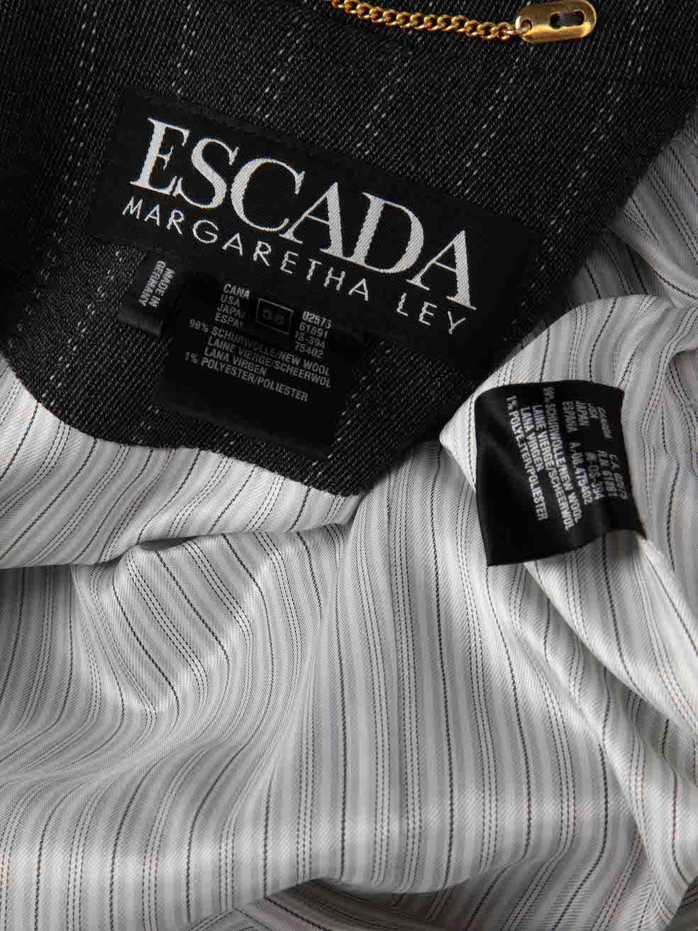 Escada Grey Wool Mid Length Stripe Coat Size S For Sale 1