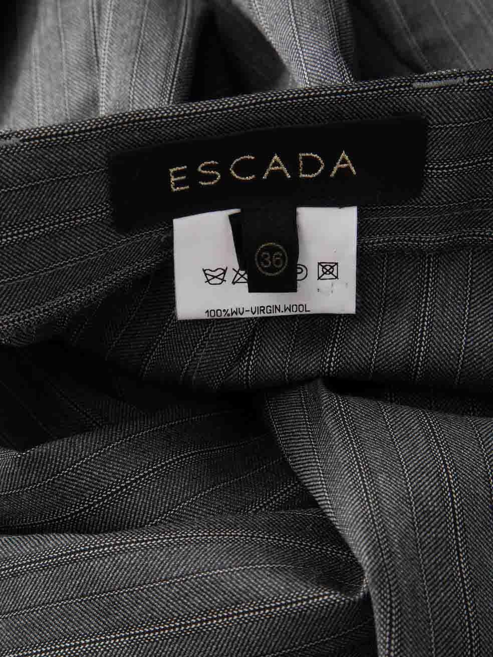 Escada Grey Wool Striped Mid Rise Trousers Size S For Sale 1
