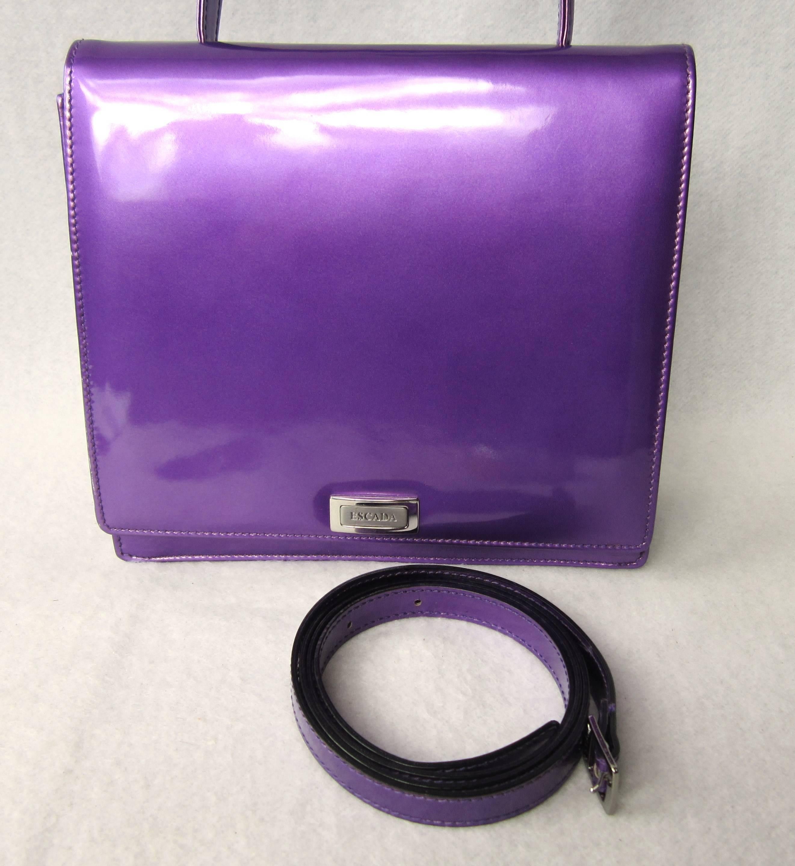 Escada Handbag Purple Calf Leather Escada New, never used 1990s In New Condition In Wallkill, NY