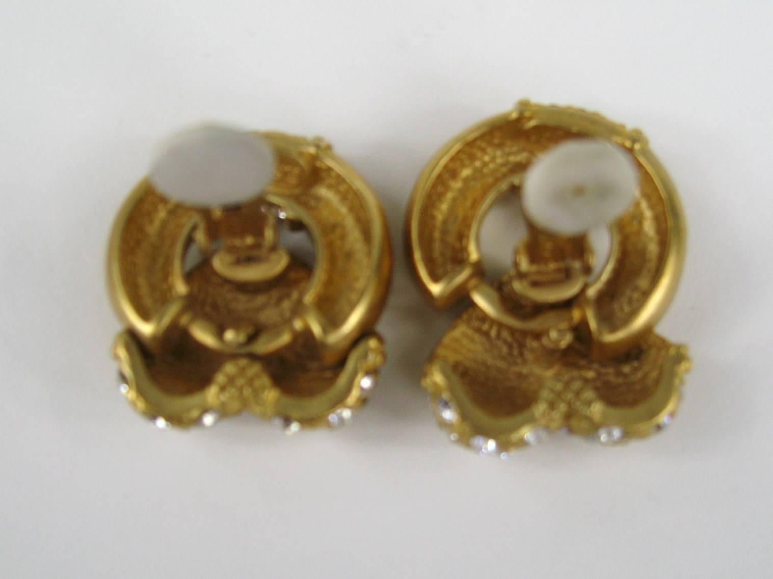 Escada Heart Crystal Pave Earrings New, Never Worn 1990s In New Condition For Sale In Wallkill, NY