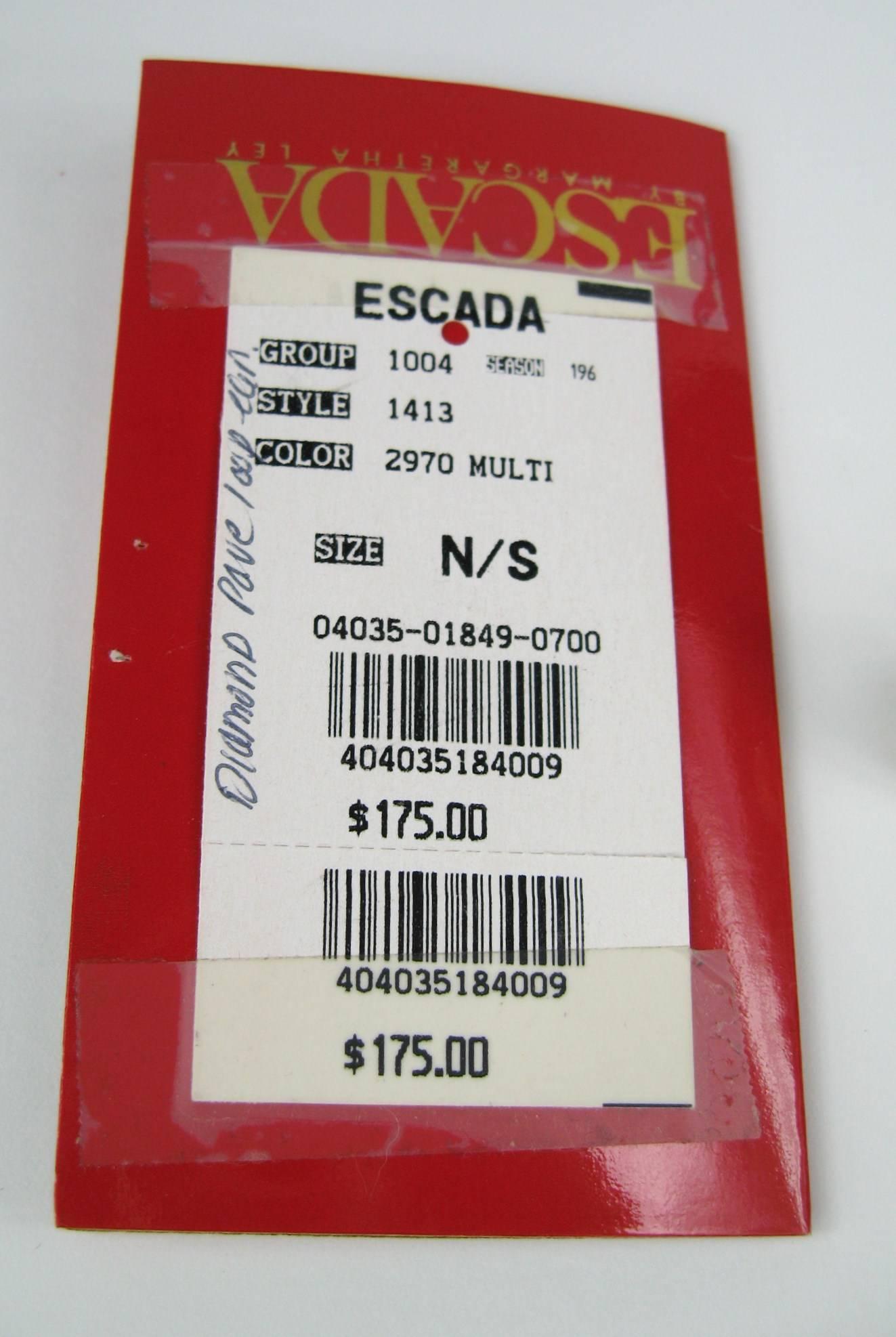 Women's Escada Heart Crystal Pave Earrings New, Never Worn 1990s For Sale