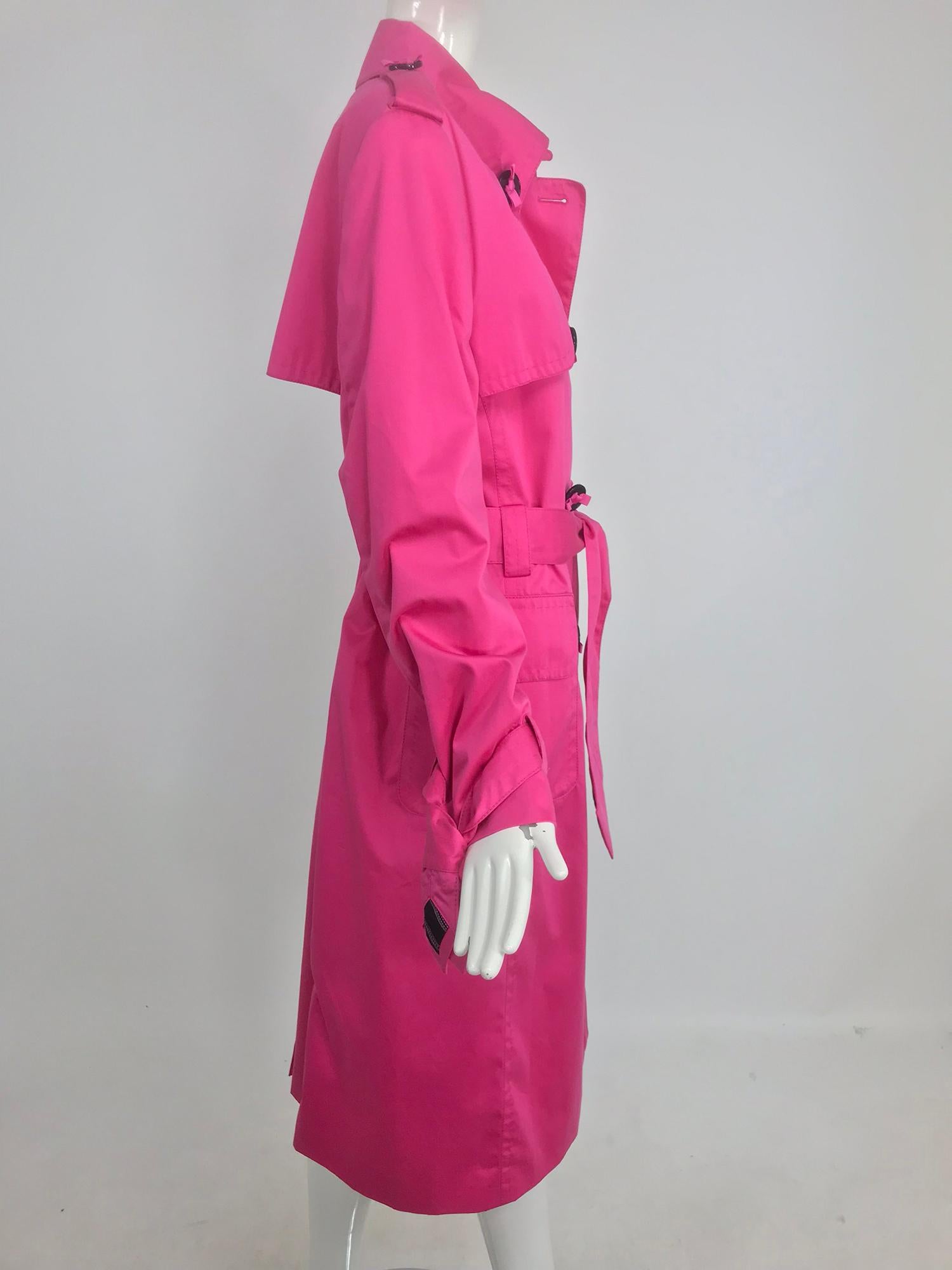 Escada Hot Pink Ribbon Button Trench Coat NWT  42 3