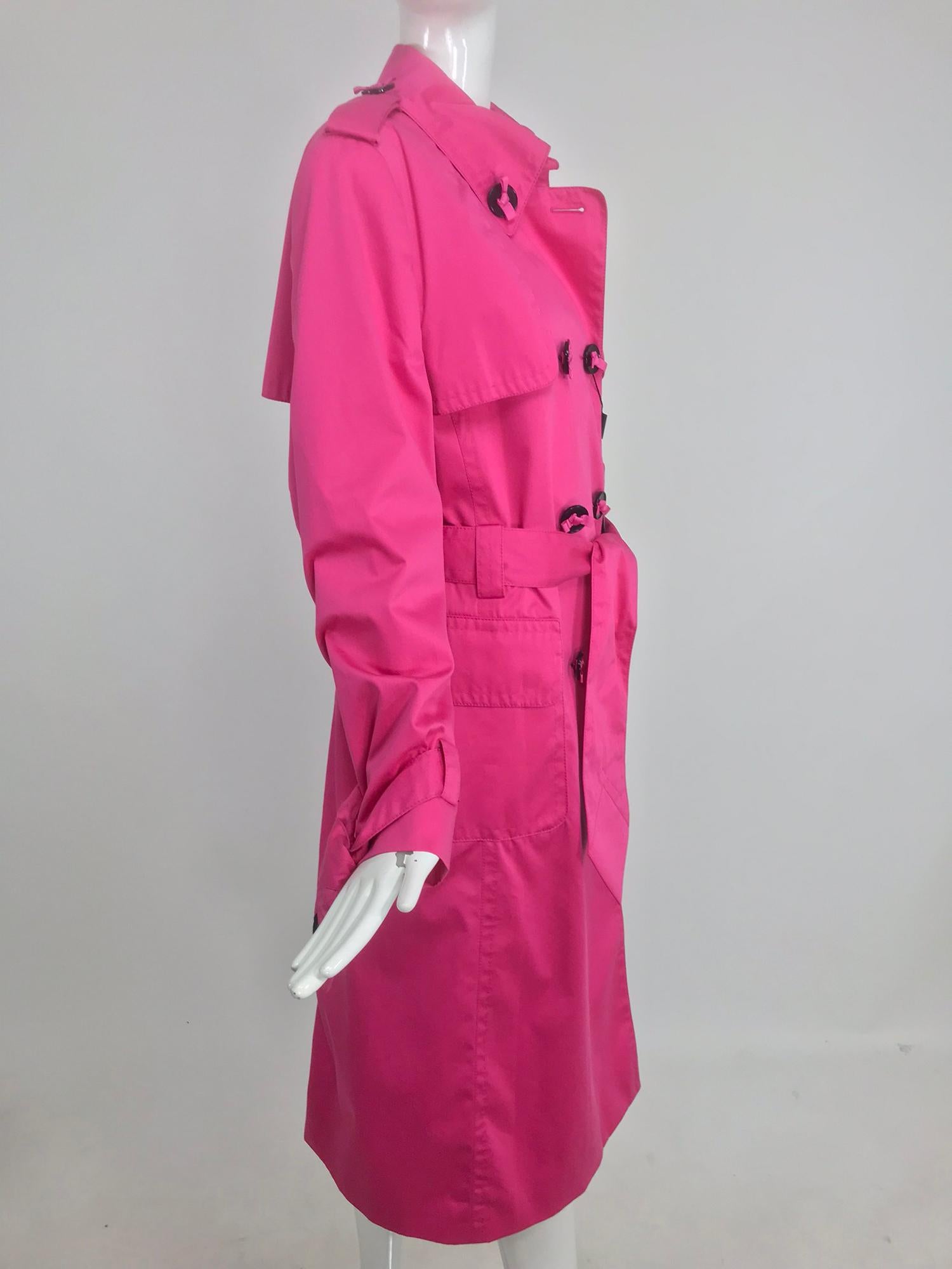Escada Hot Pink Ribbon Button Trench Coat NWT  42 4