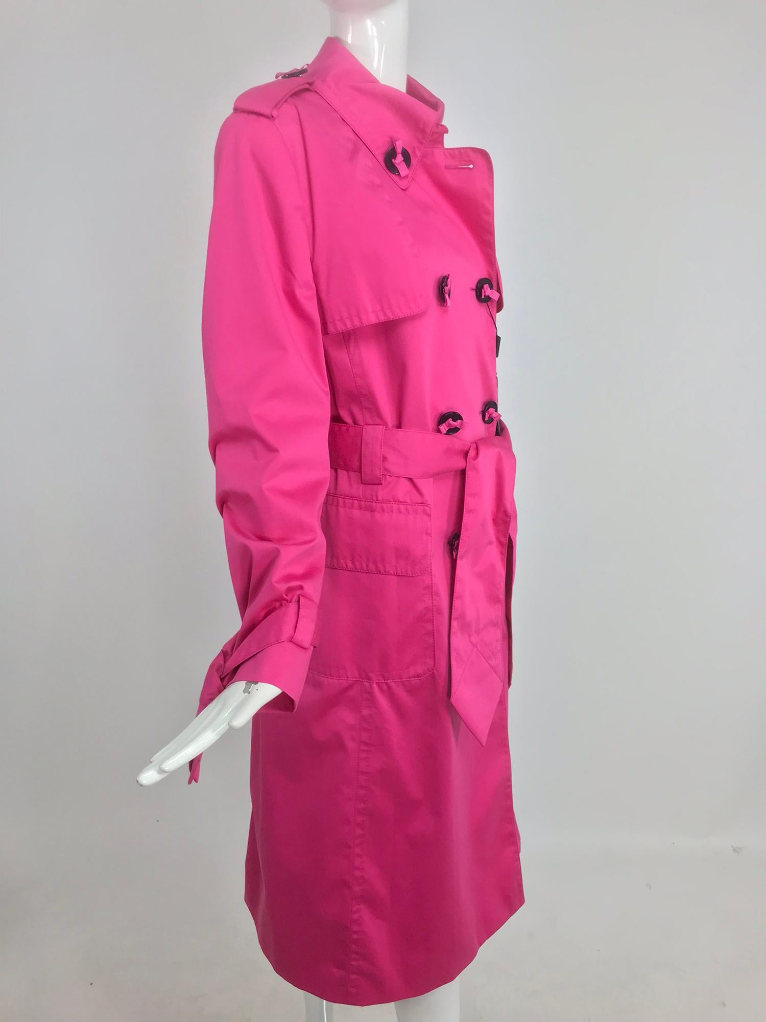 Escada Hot Pink Ribbon Button Trench Coat NWT  42 5