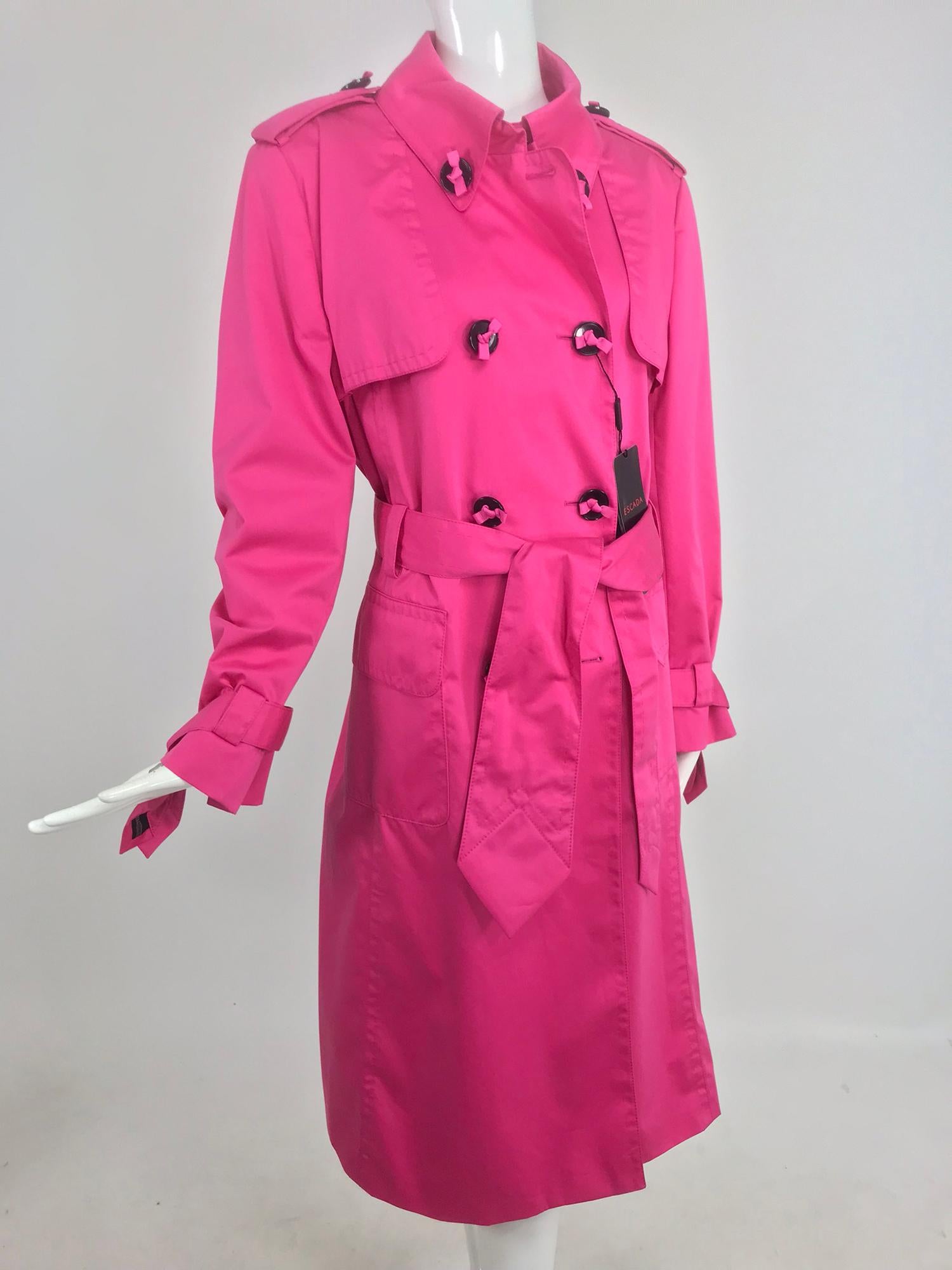 Escada Hot Pink Ribbon Button Trench Coat NWT  42 6
