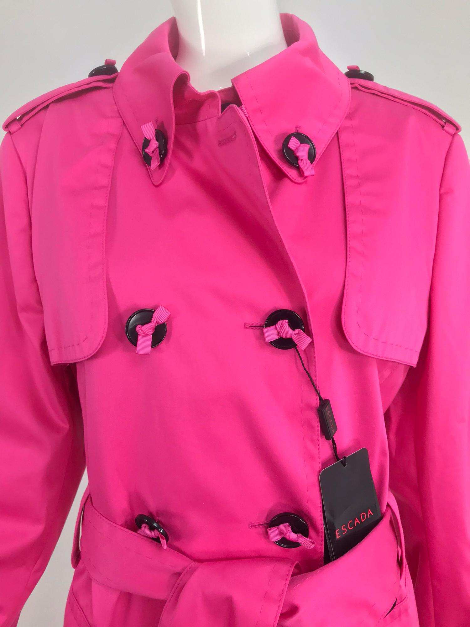 Escada Hot Pink Ribbon Button Trench Coat NWT  42 7