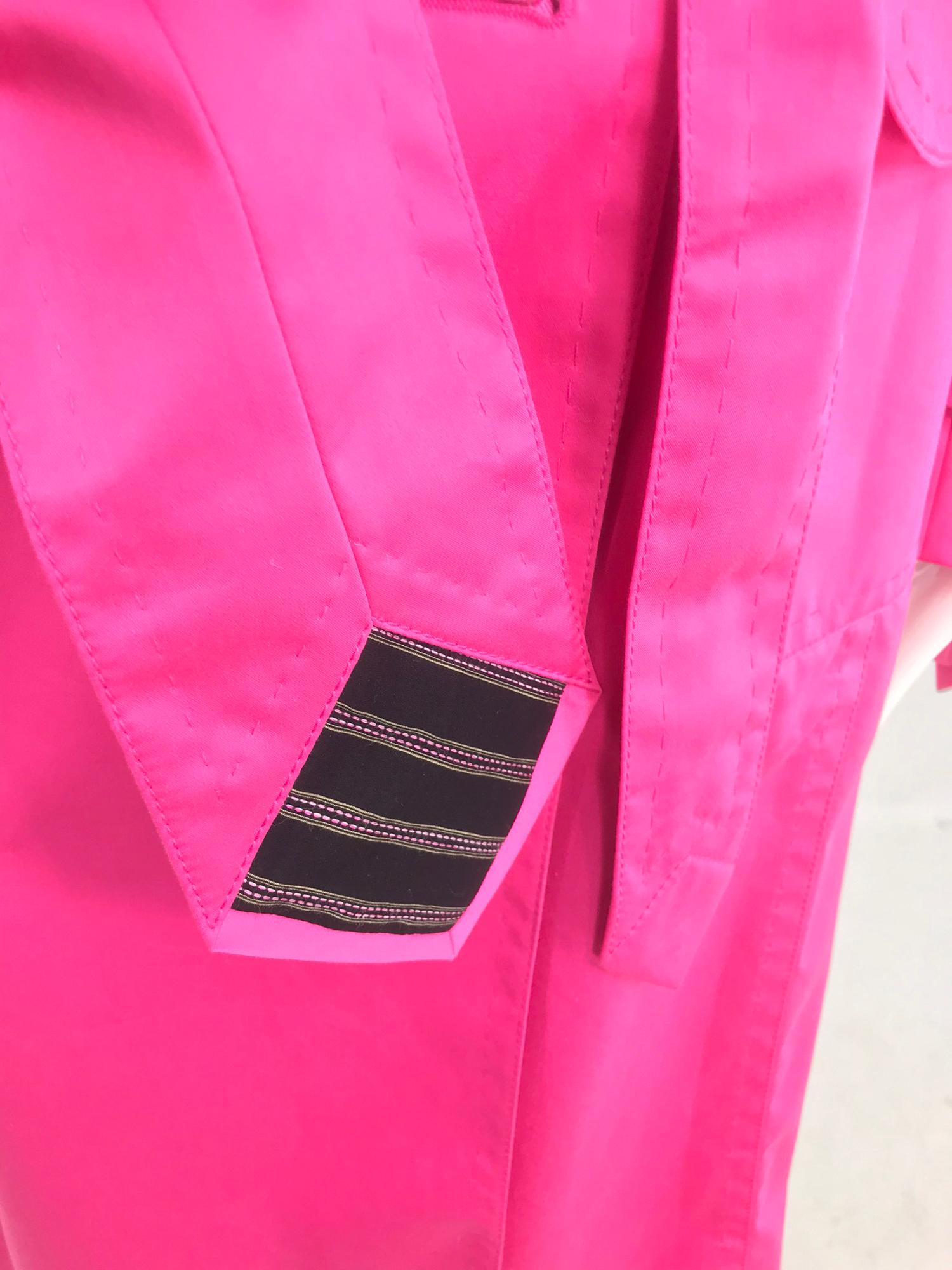 Escada Hot Pink Ribbon Button Trench Coat NWT  42 8