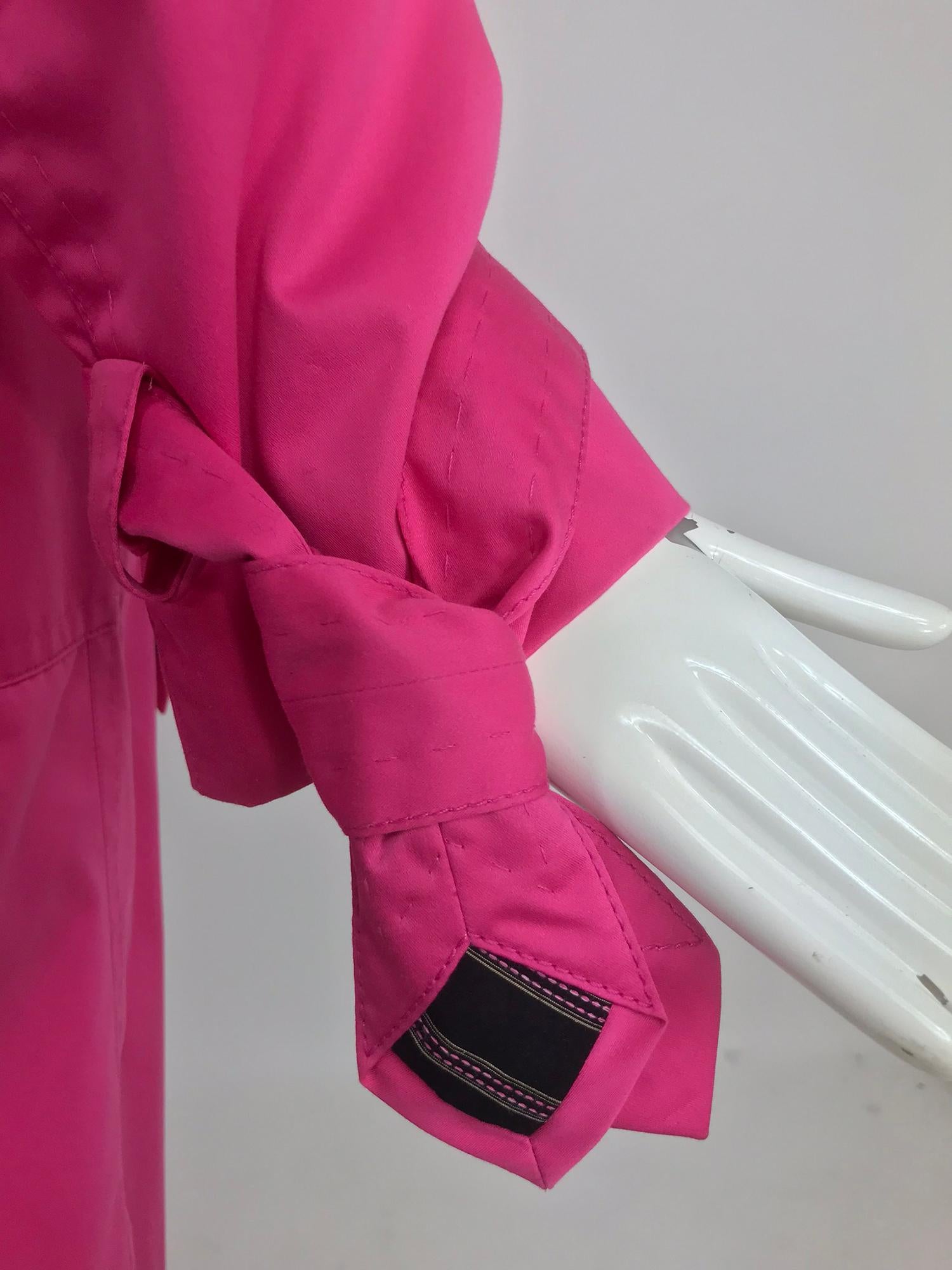 Escada Hot Pink Ribbon Button Trench Coat NWT  42 9