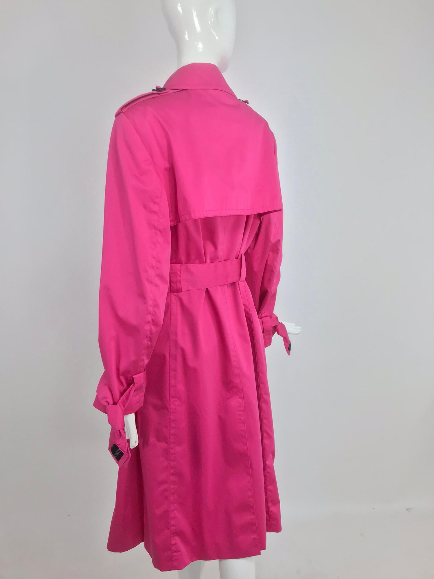 Escada Hot Pink Ribbon Button Trench Coat NWT  42 In New Condition In West Palm Beach, FL