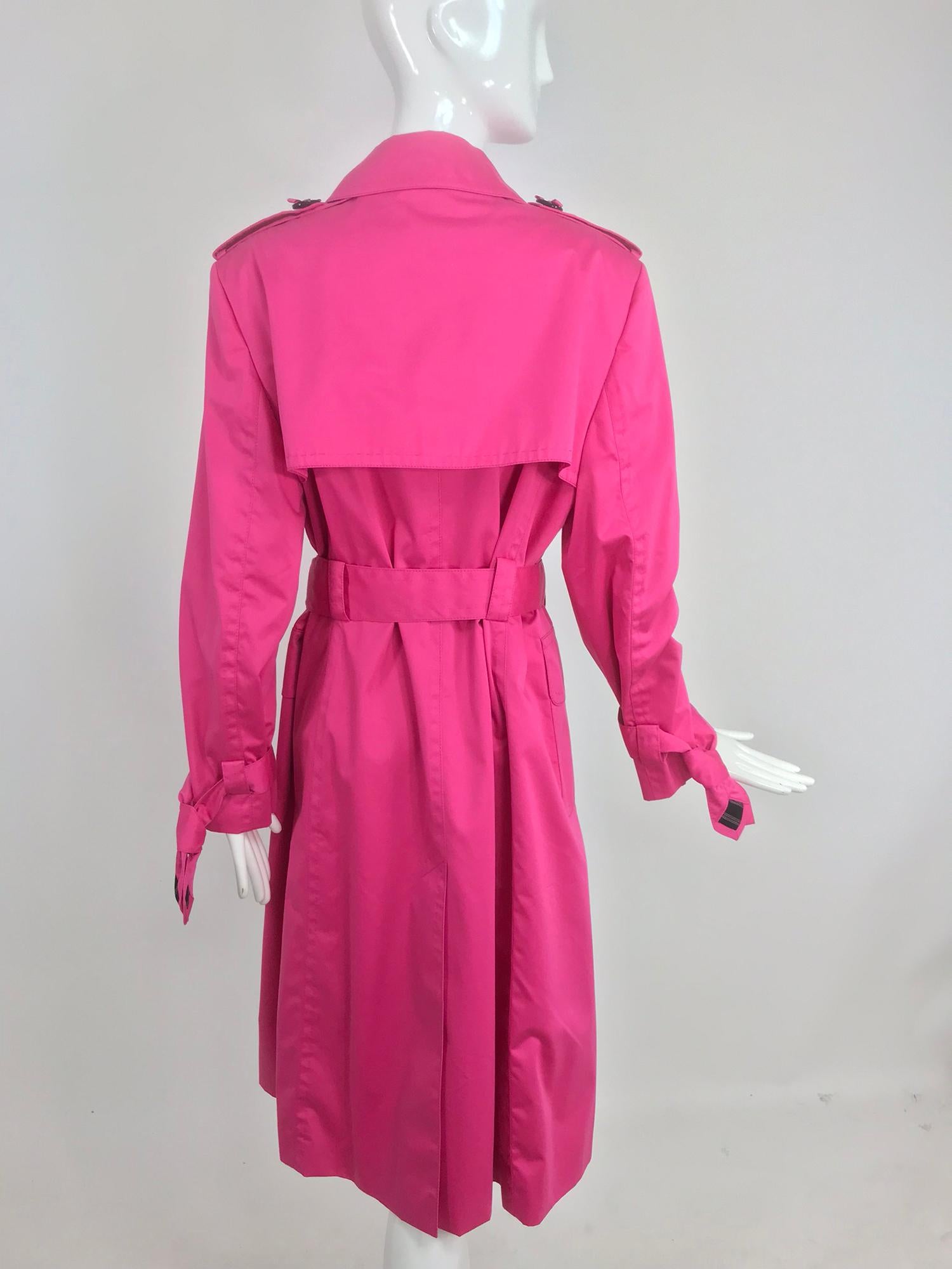 Women's Escada Hot Pink Ribbon Button Trench Coat NWT  42
