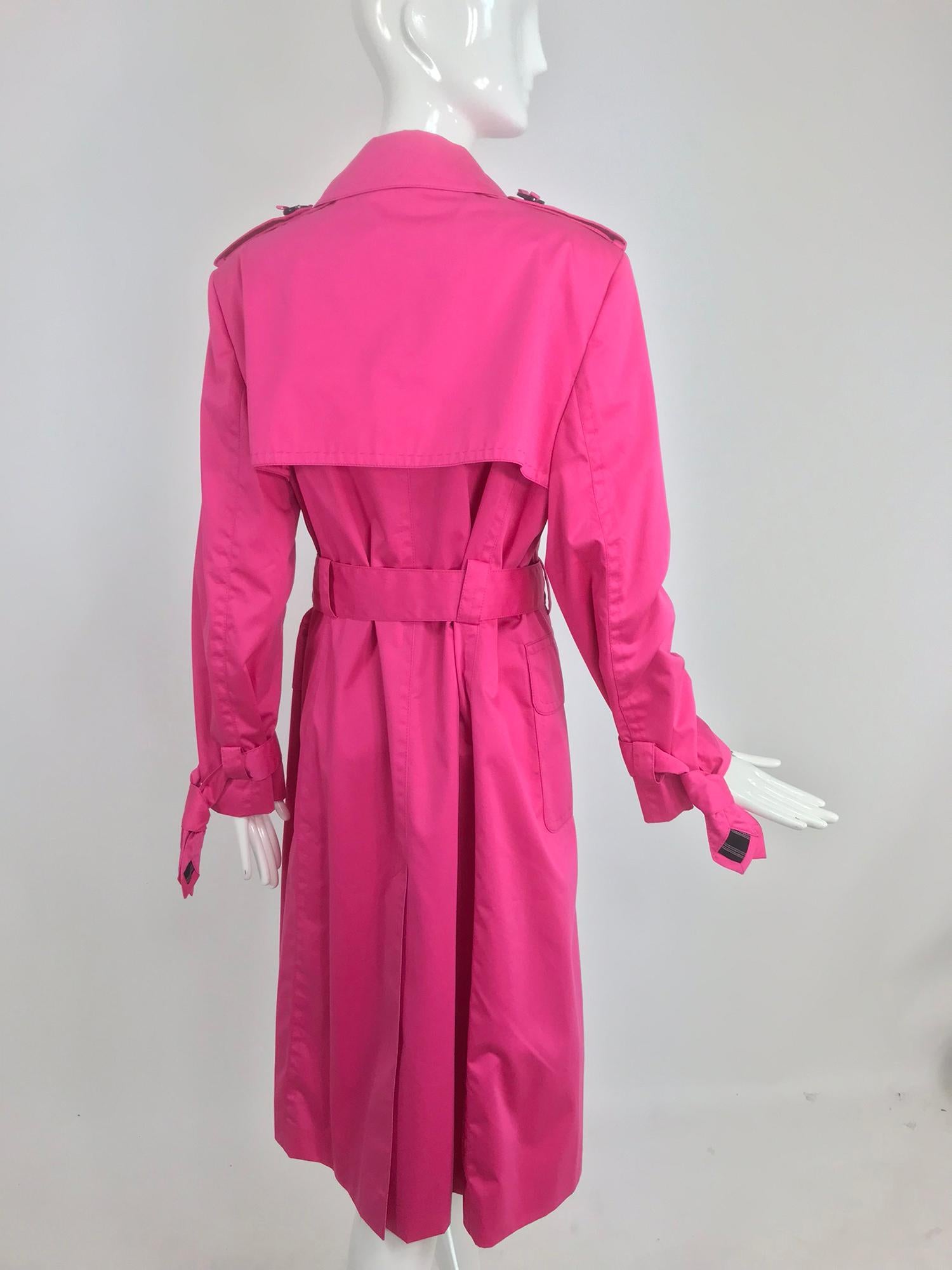 Escada Hot Pink Ribbon Button Trench Coat NWT  42 1