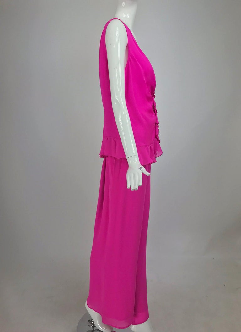 Escada Hot Pink Silk Crepe Pant Set  44 For Sale 7