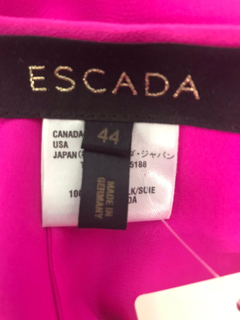 Escada Hot Pink Silk Crepe Pant Set  44 For Sale 12