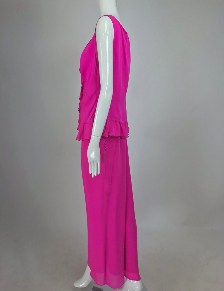 Women's Escada Hot Pink Silk Crepe Pant Set  44 For Sale