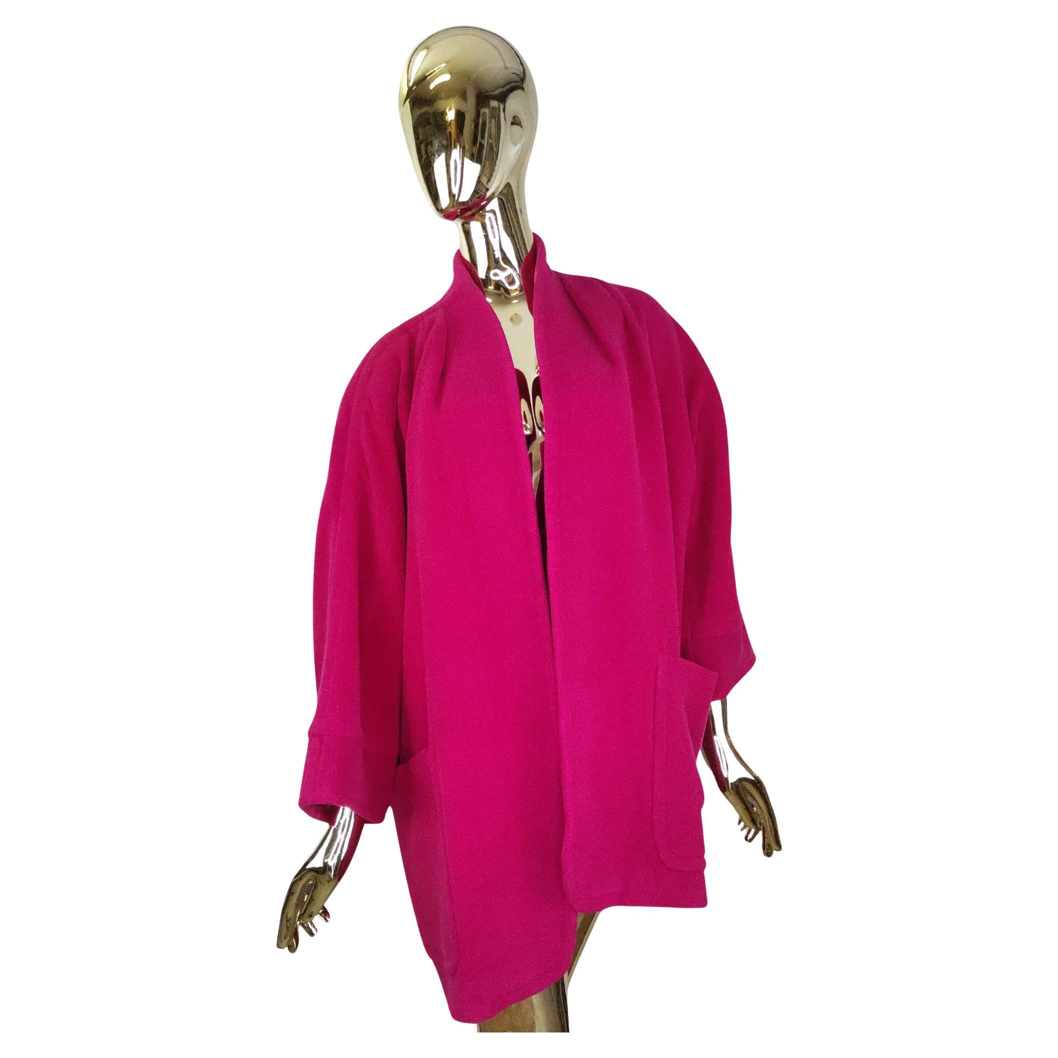Escada hot pink wool open coat