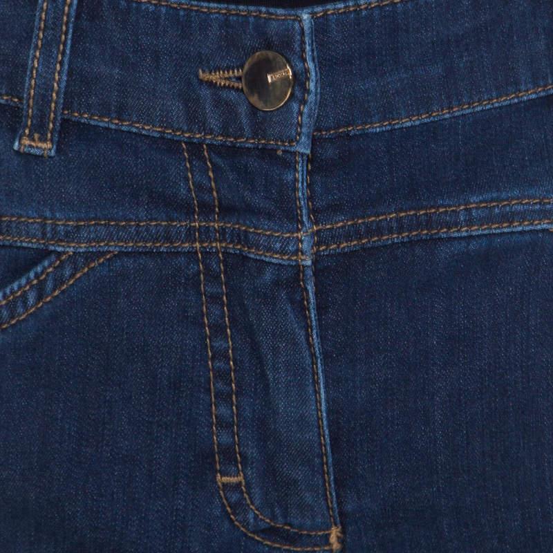Escada Indigo Faded Effect Denim Cropped Skinny Jeans S For Sale 1