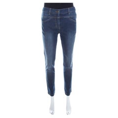 Escada Jeans Skinny Cropped Denim Indigo Effetto Sbiadito S