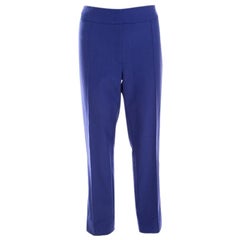 Escada Ink Blue Crepe Stretch Tapered Tineka Trousers XL