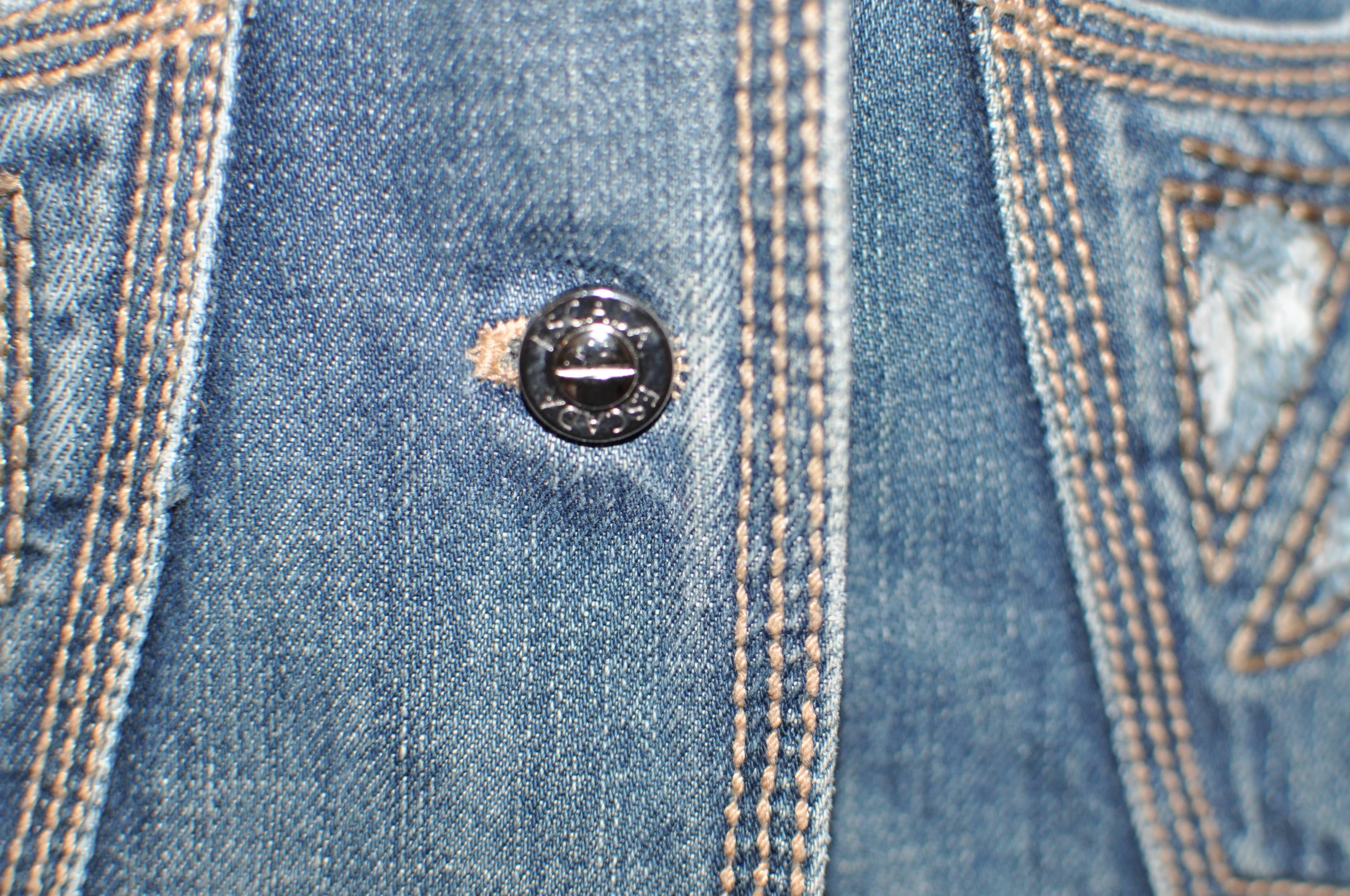 Black Escada Jean Jacket with Weathered Pocket Design (34)