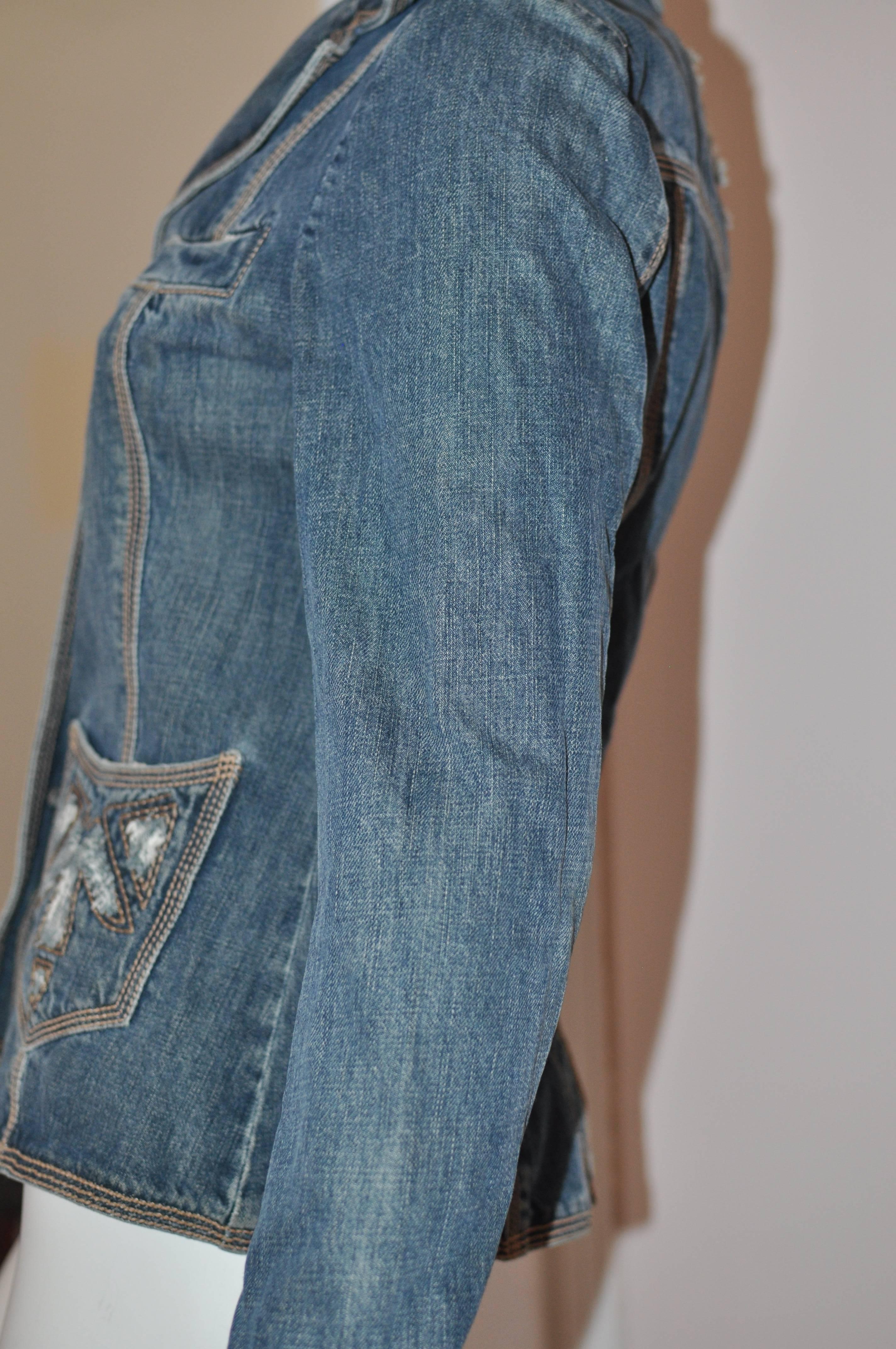 Escada Jean Jacket with Weathered Pocket Design (34) 2