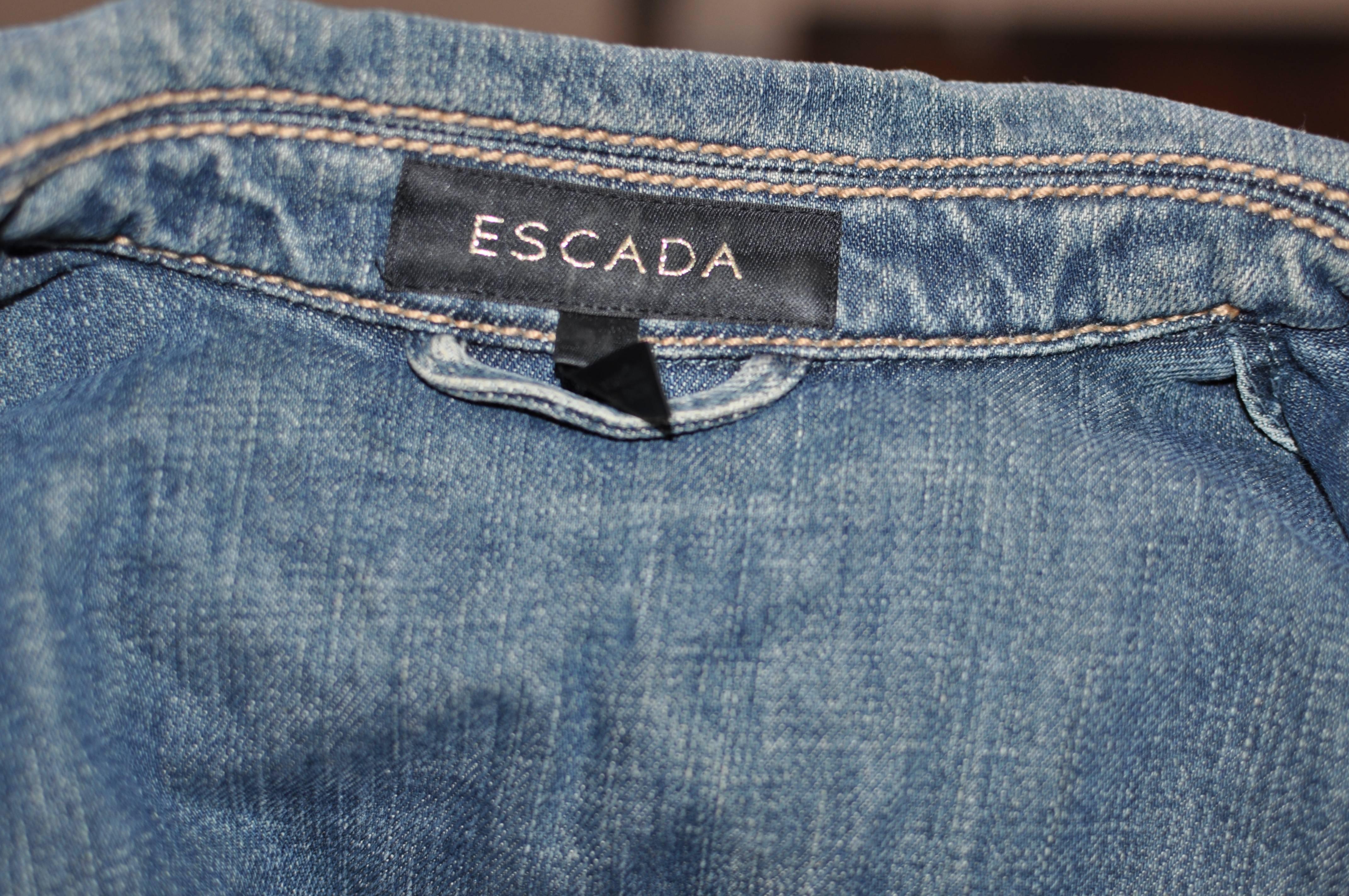 Escada Jean Jacket with Weathered Pocket Design (34) 3