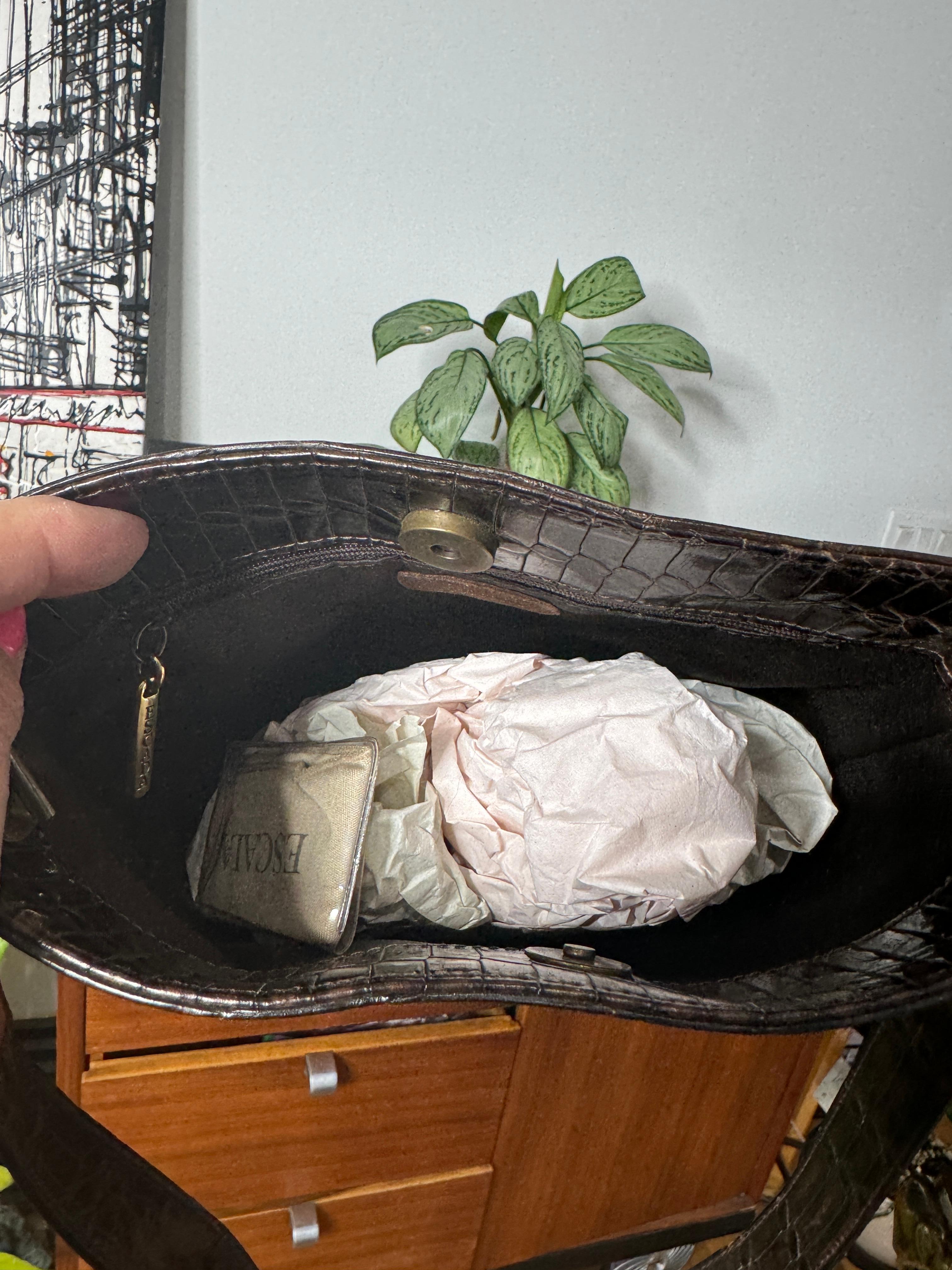 Escada Borsa a mano in pelle marrone mai usata anni '90 Borsa a mano in vendita 5