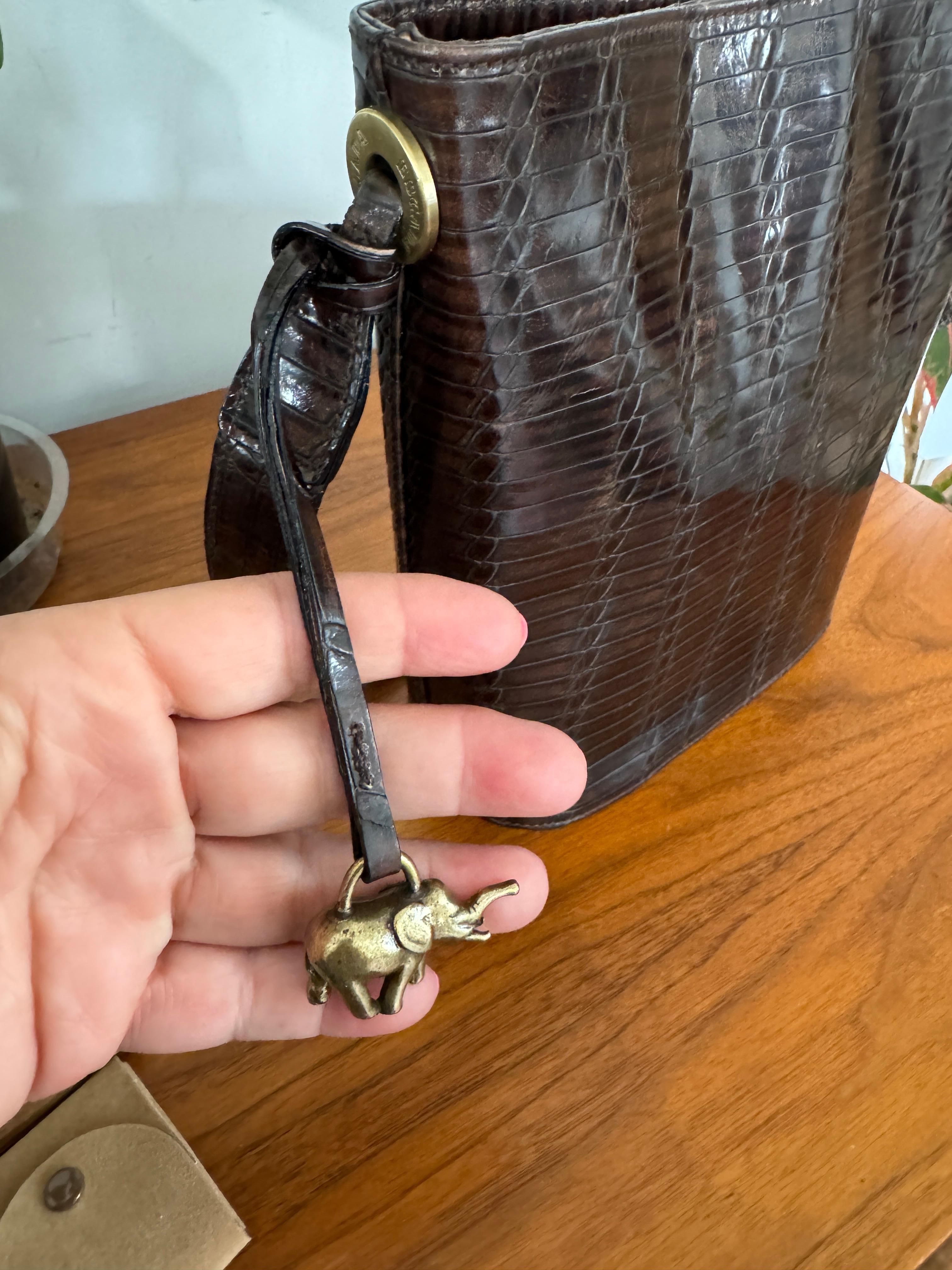 Escada Borsa a mano in pelle marrone mai usata anni '90 Borsa a mano in vendita 6