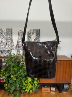 Escada Leather Bucket Hand Bag Brown Never Used 1990s Handbag Purse