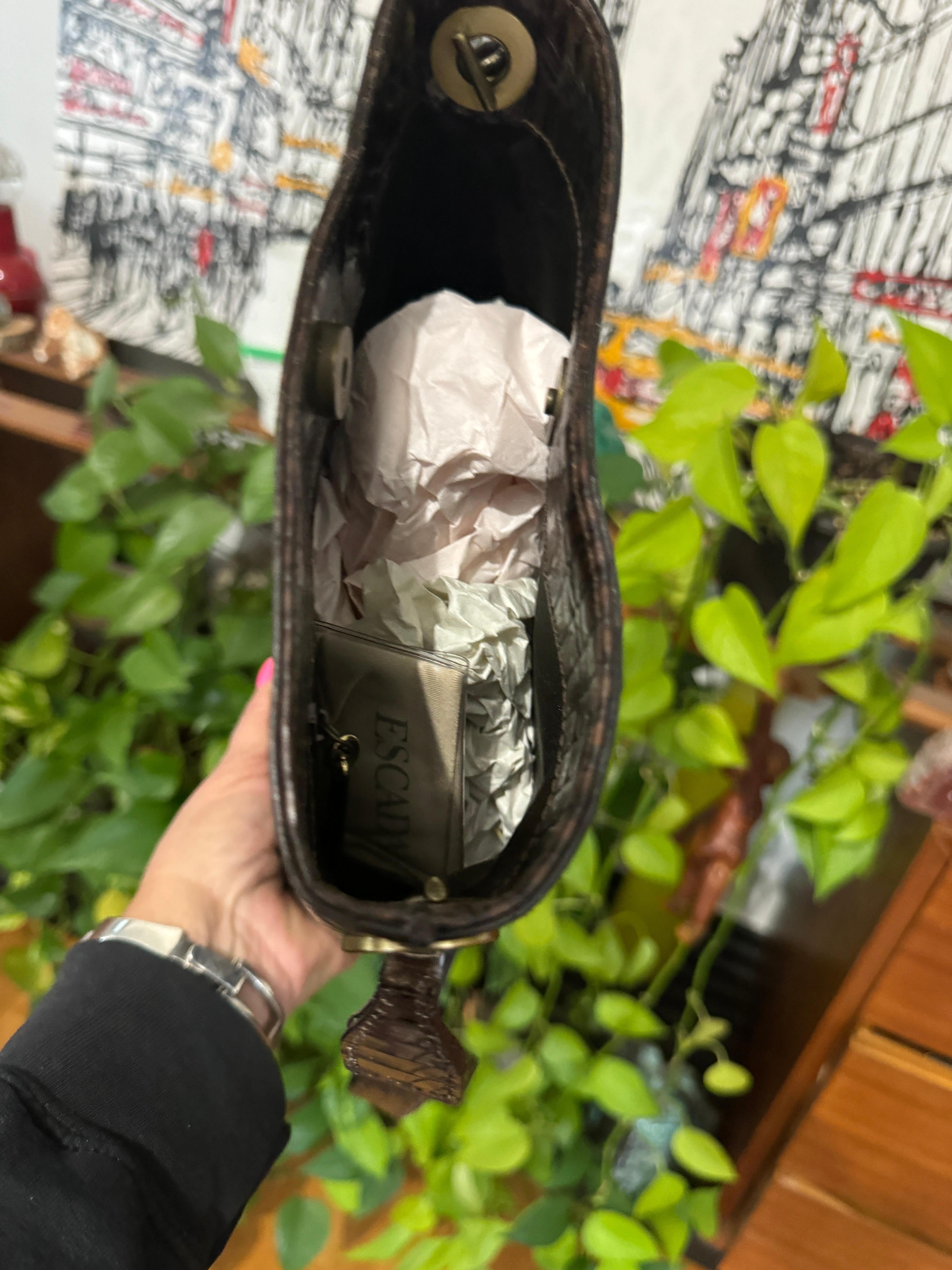 Escada Borsa a mano in pelle marrone mai usata anni '90 Borsa a mano in vendita 3