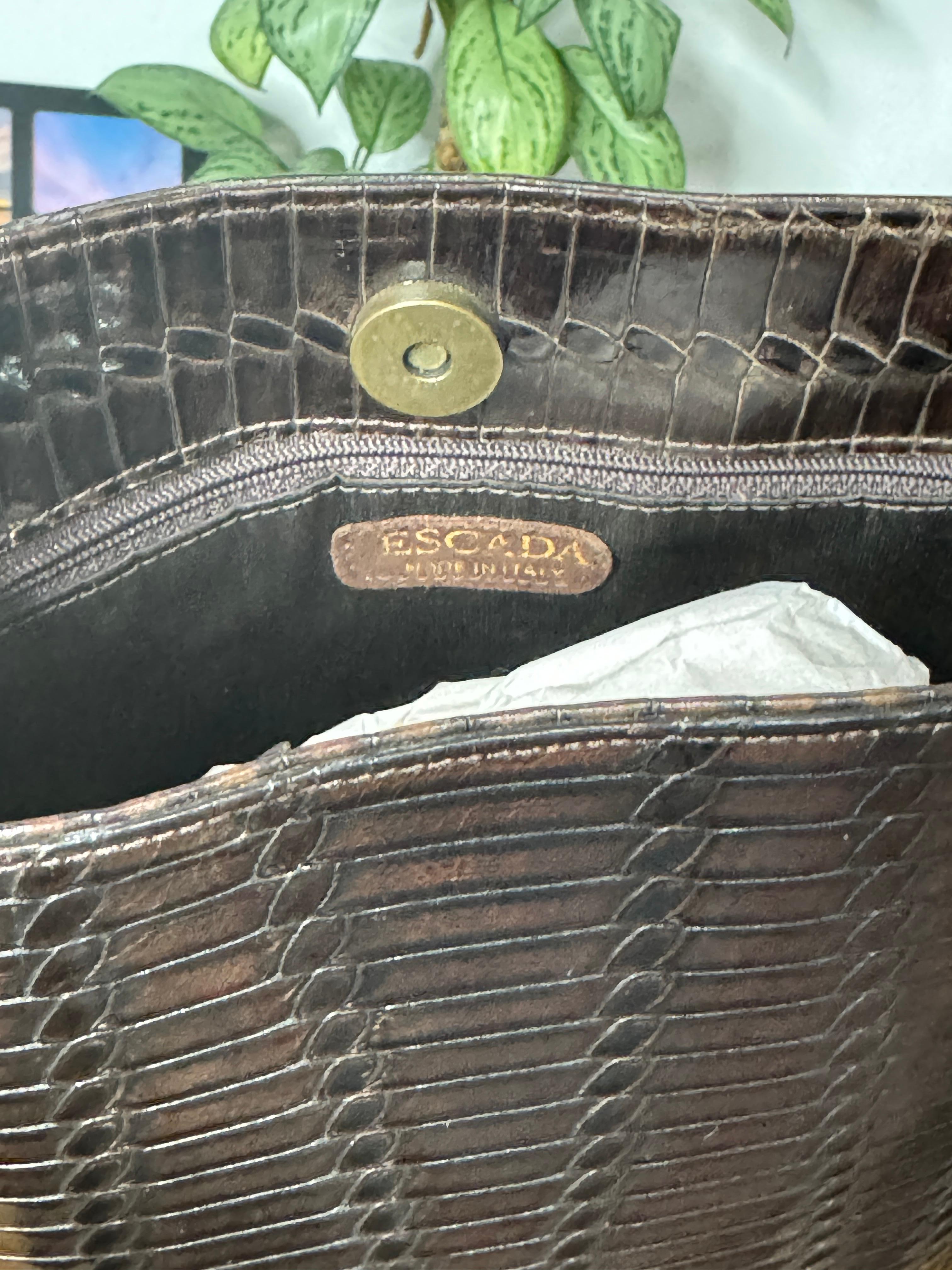 Escada Borsa a mano in pelle marrone mai usata anni '90 Borsa a mano in vendita 4