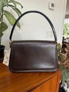 Escada Leather Kelly Hand Bag Brown Never Used 1990s Handbag Purse