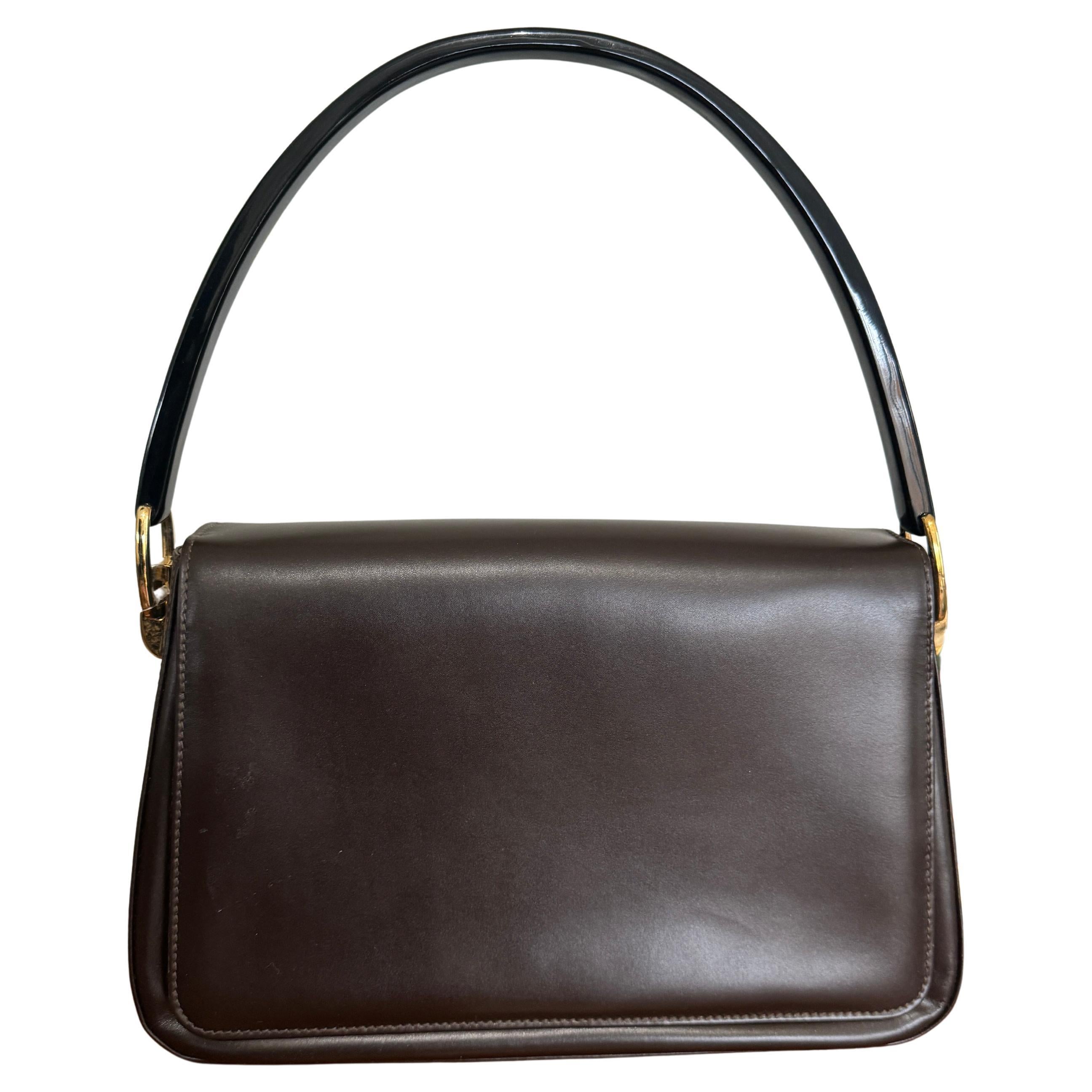 Escada Borsa a mano Kelly in pelle marrone mai usata anni '90 Borsa a mano