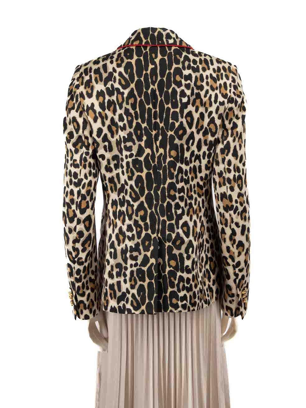 Escada Leopard Print Single Breasted Blazer Size M In Good Condition In London, GB