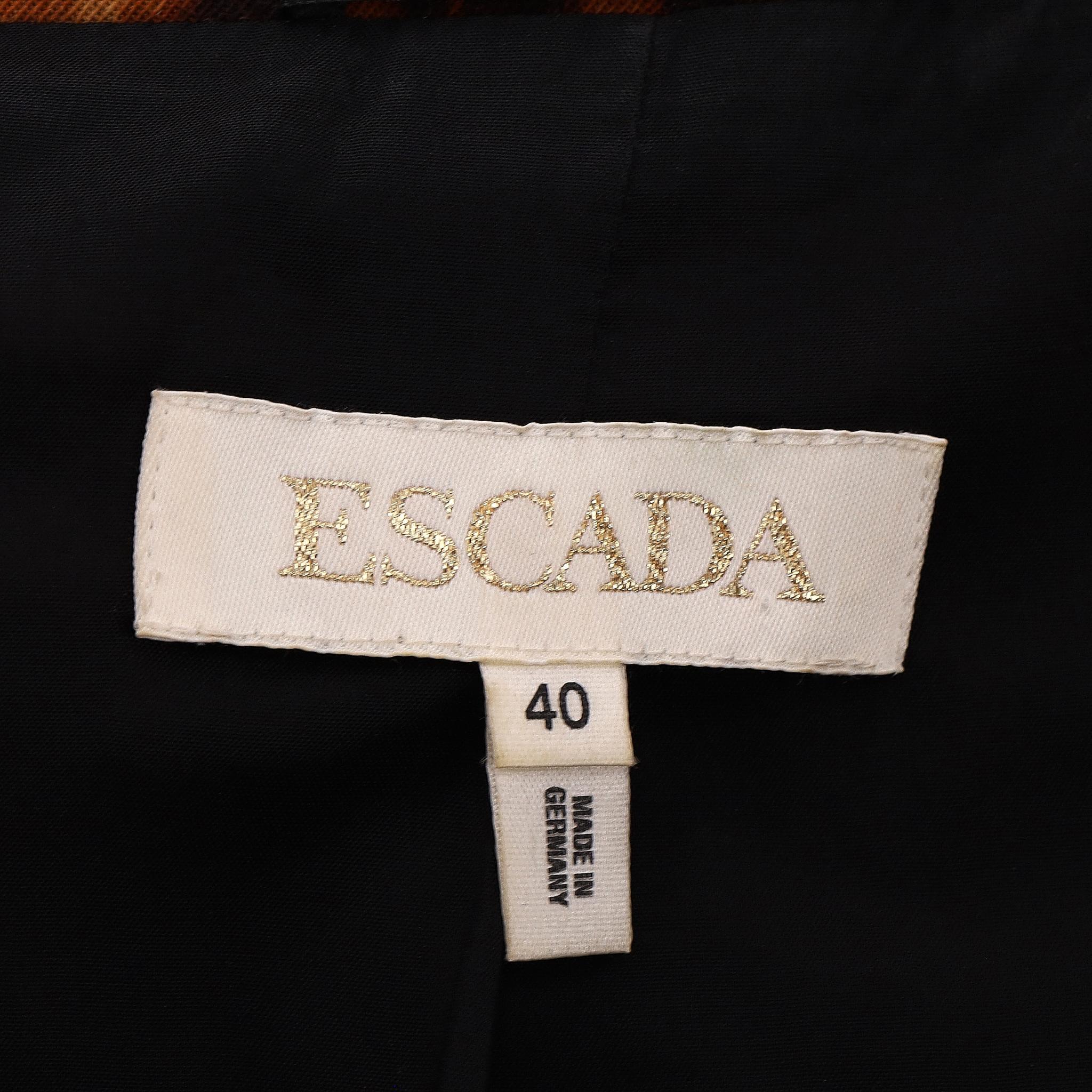 Escada - Blazer/veste en laine imprimé léopard avec empiècements latéraux en cuir en vente 2