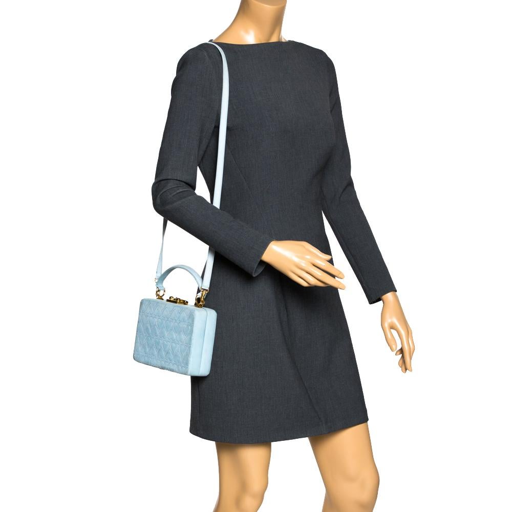 Blu Escada Borsa Box Top Handle in pelle nabuk blu chiaro