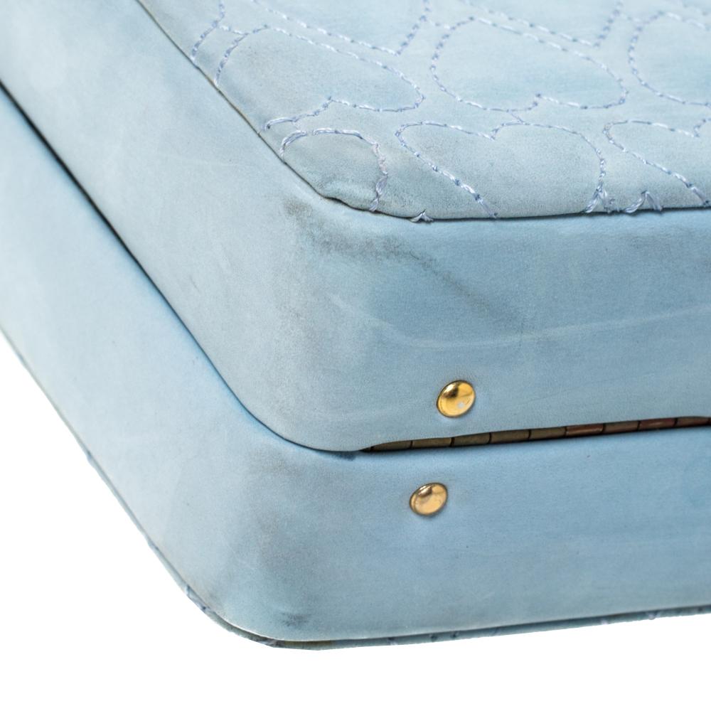 Escada Borsa Box Top Handle in pelle nabuk blu chiaro 1