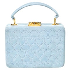 Escada Light Blue Nubuck Leather Box Top Handle Bag