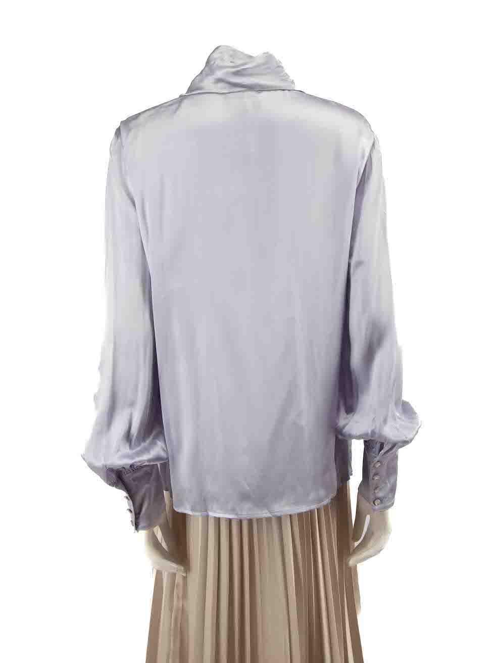 Gray Escada Lilac Silk Long Sleeve Blouse Size L