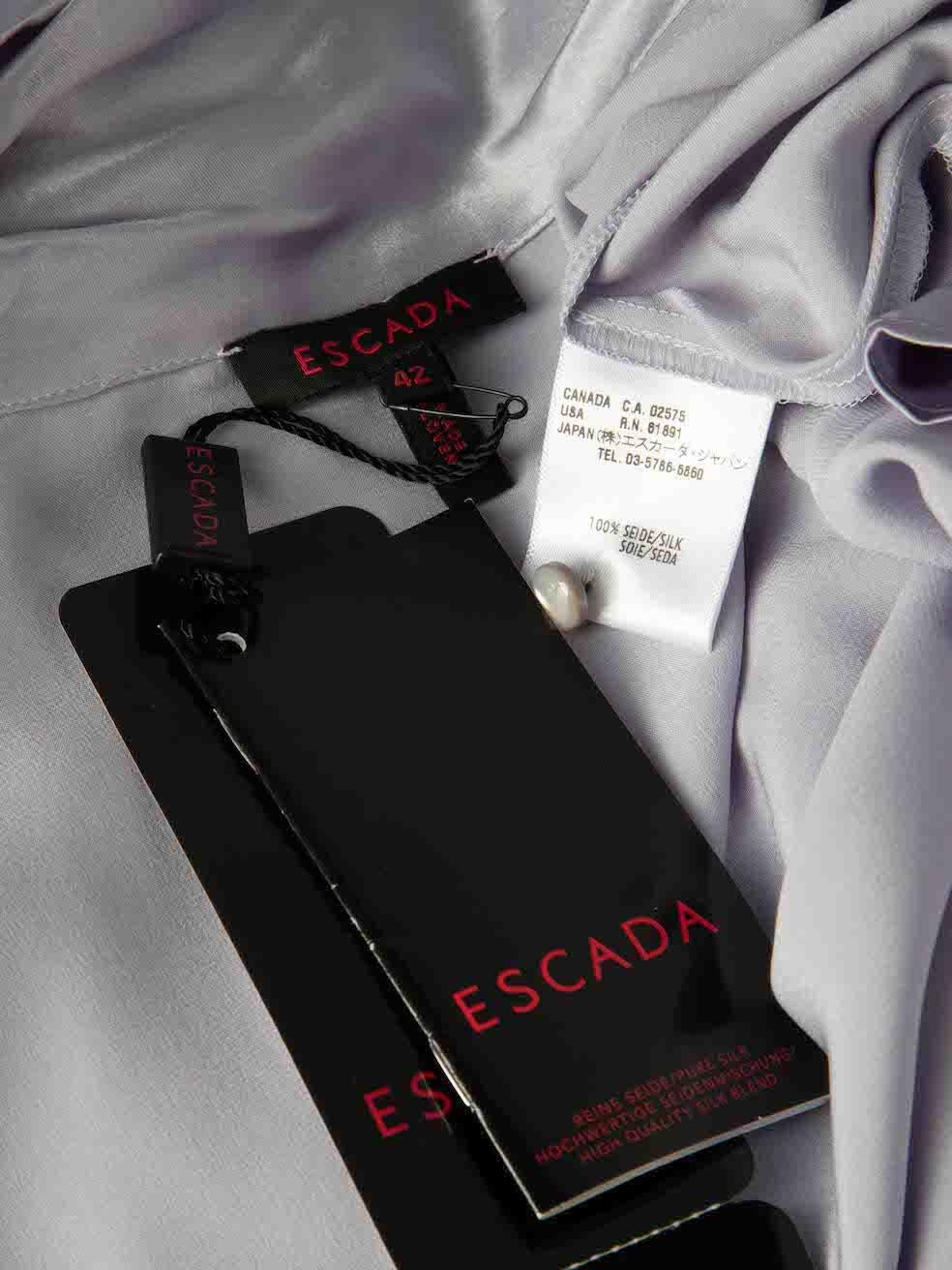 Escada Lilac Silk Long Sleeve Blouse Size L In New Condition In London, GB