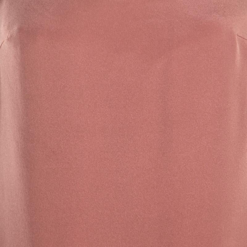 Women's Escada Litchi Pink Silk Asymmetric Hem Strapless Gunn Evening Gown M