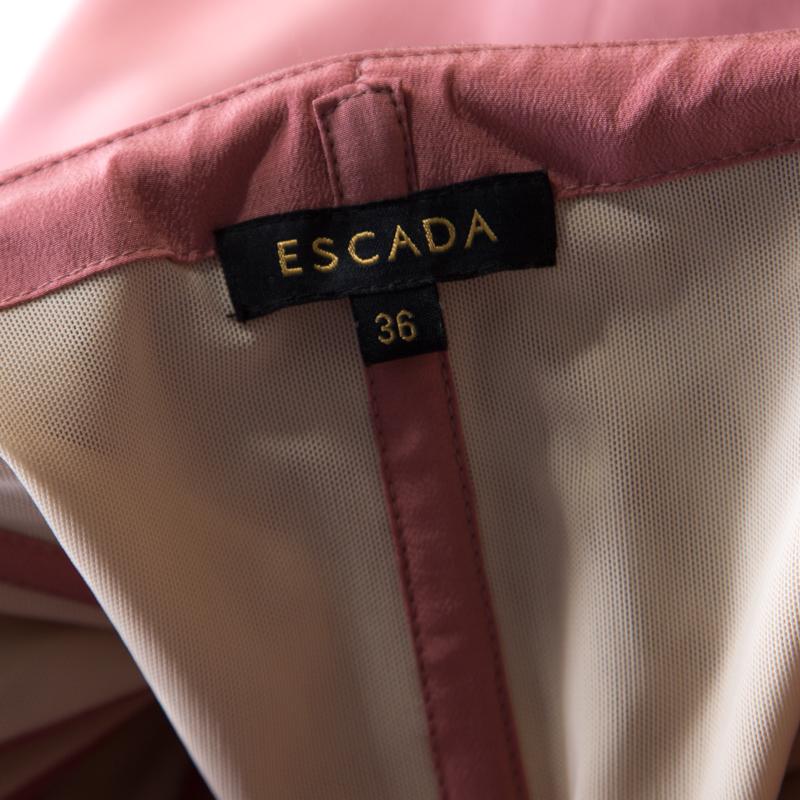 Escada Litchi Pink Silk Asymmetric Hem Strapless Gunn Evening Gown M 1